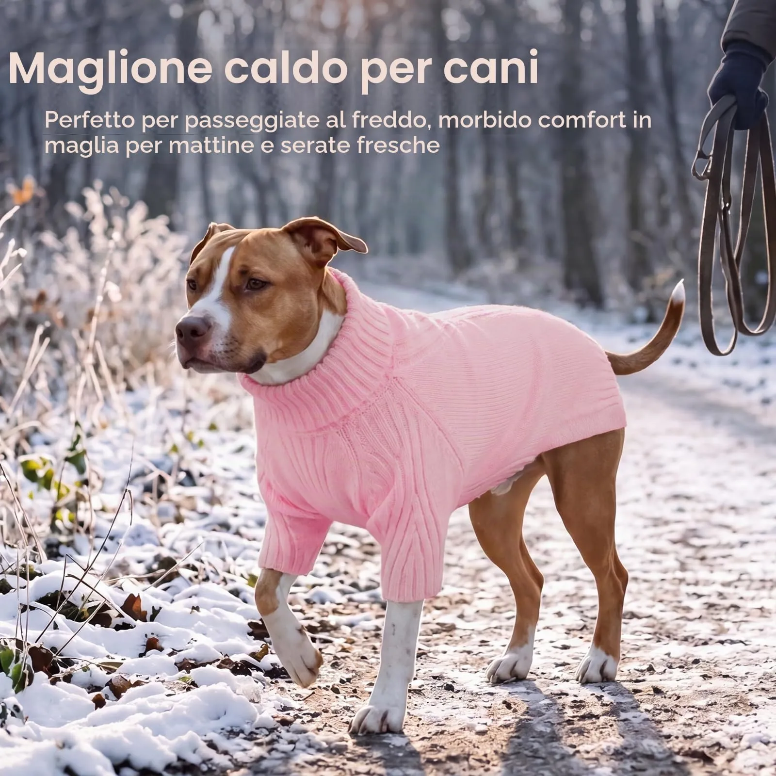 IECOii Maglione natalizio a collo alto per cani e cuccioli, Rosa, Taglia XXXL - immagine 5