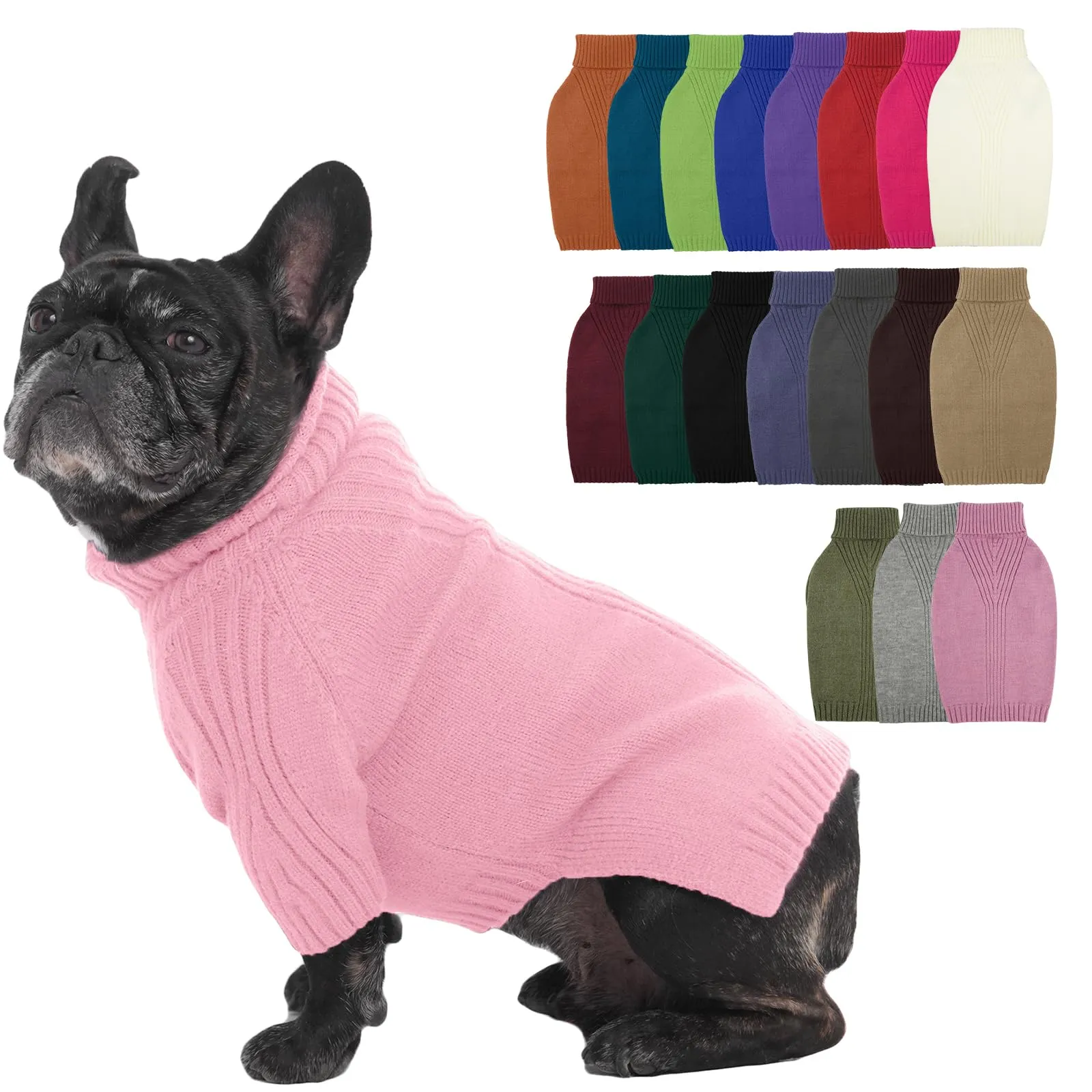 IECOii Maglione a collo alto per cani di grossa taglia, rosa, taglia L - immagine 1