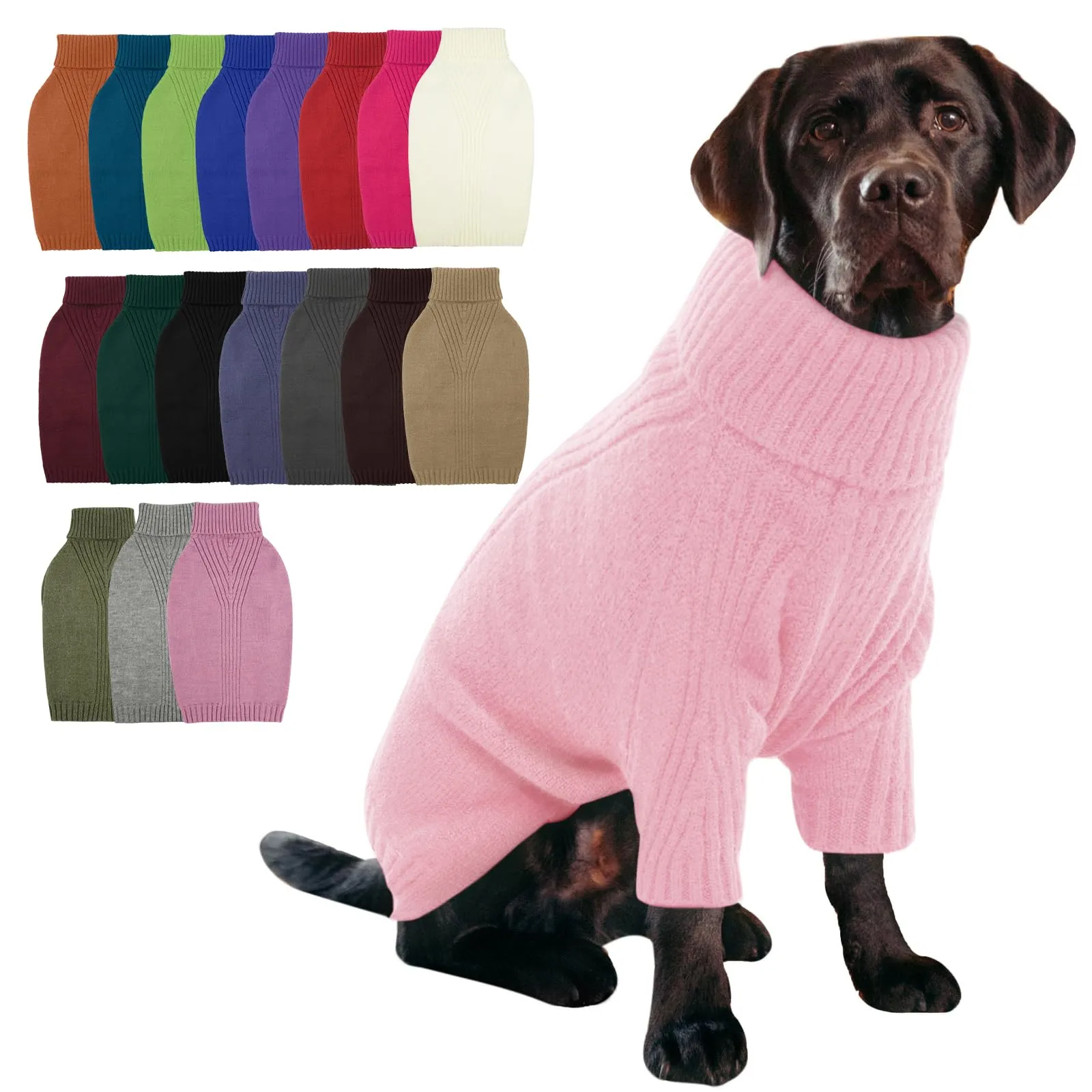 IECOii Maglione Natalizio a Dolcevita per Cani, Taglia XXL, Rosa - immagine 1
