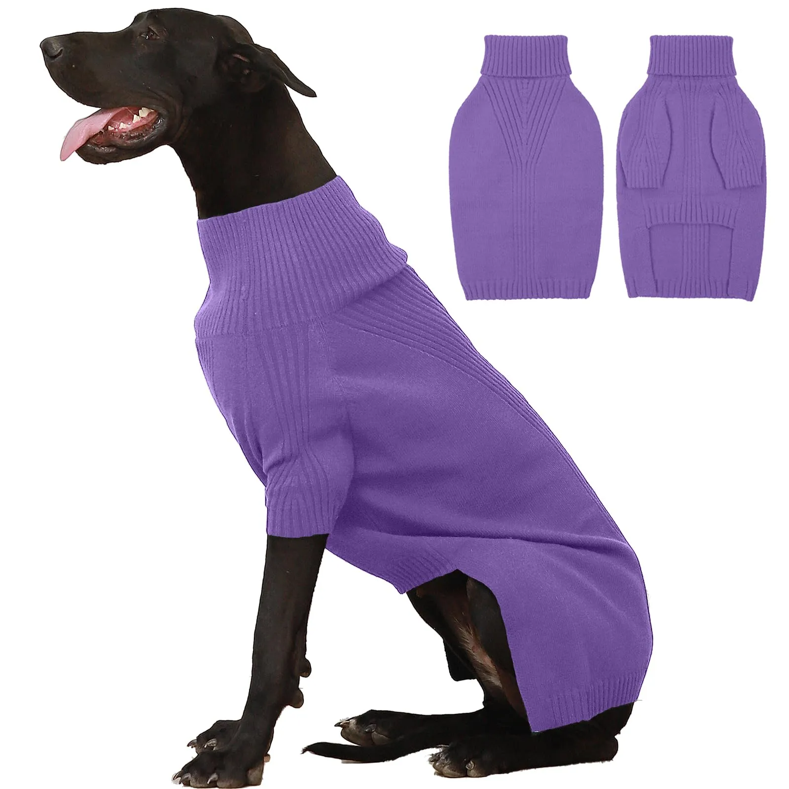 IECOii Maglione dolcevita natalizio per cani di taglia grande (Viola, XXXXL) - immagine 1
