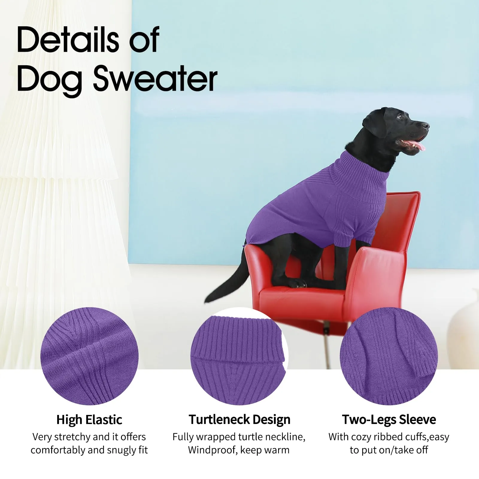 IECOii Maglione Invernale per Cani, Viola, Taglia XL - immagine 4