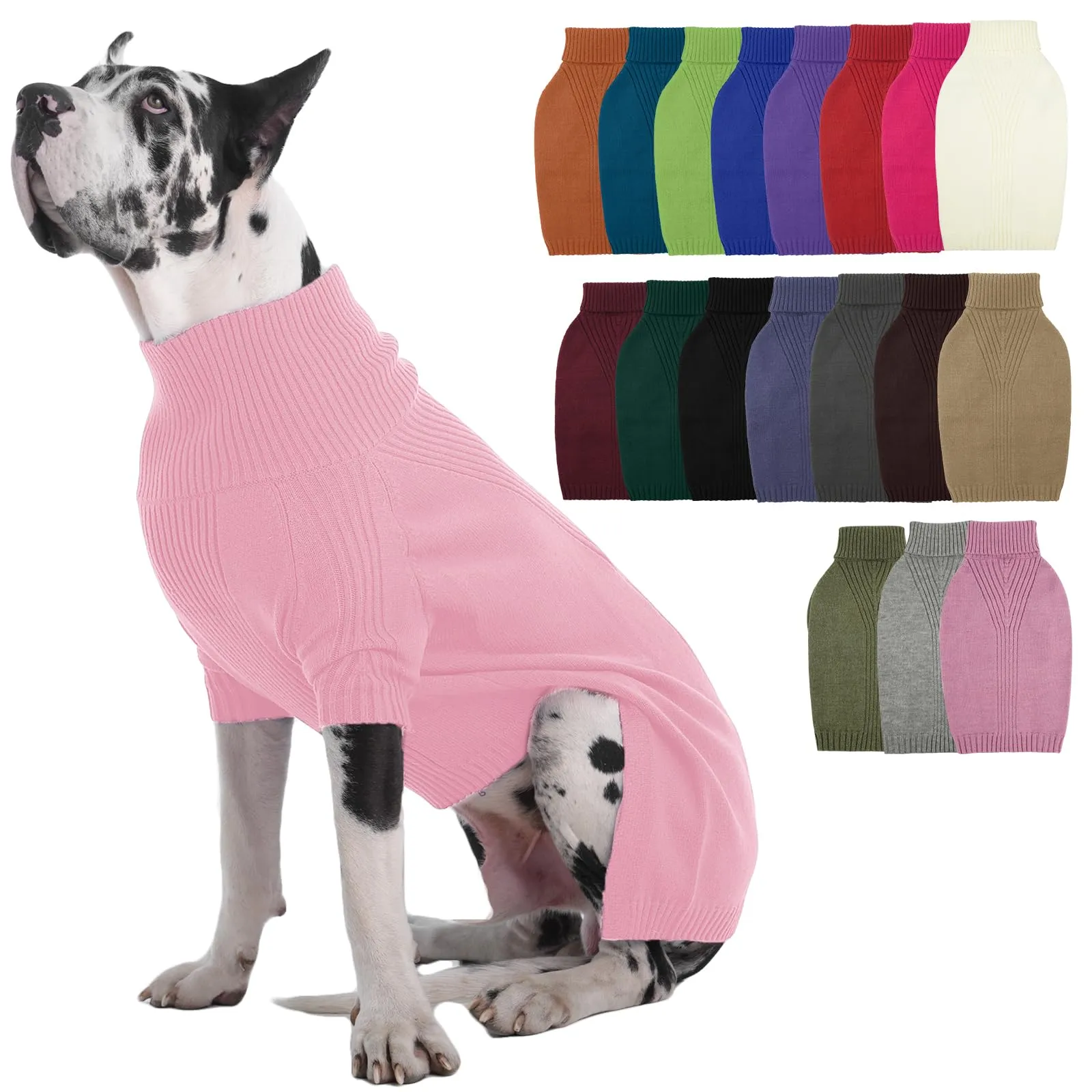 IECOii Maglione Natalizio a Collo Alto per Cani di Taglia Grande, Rosa, XXXXL - immagine 1