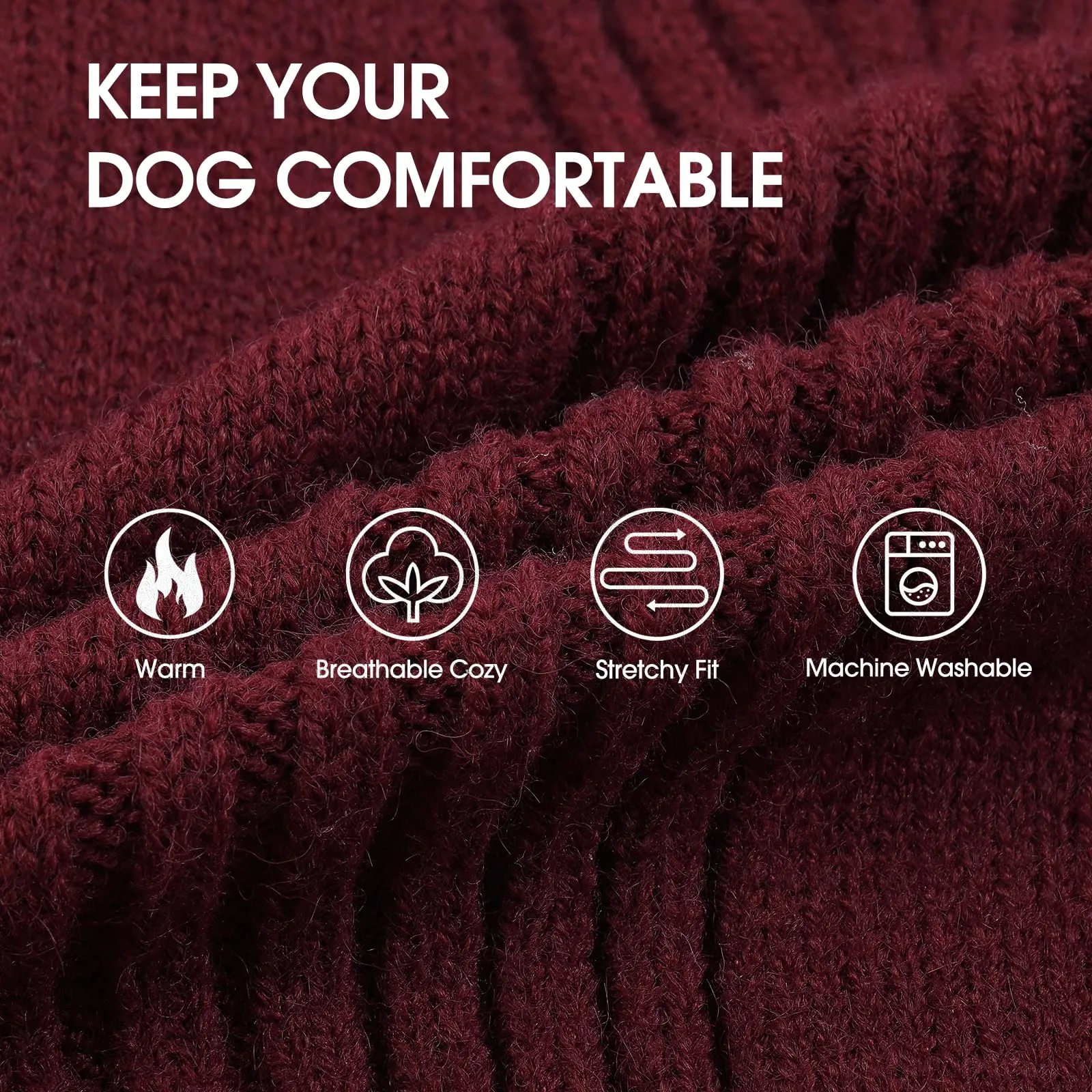 IECOii Maglione a Collo Alto per Cani, Taglia M, Vino Rosso - immagine 2