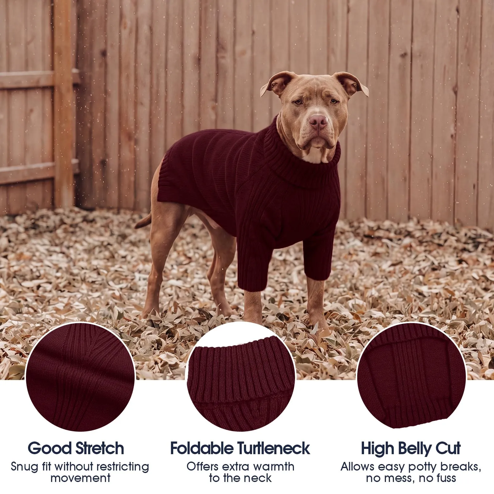 IECOii Maglione a Collo Alto per Cani, Taglia M, Vino Rosso - immagine 3