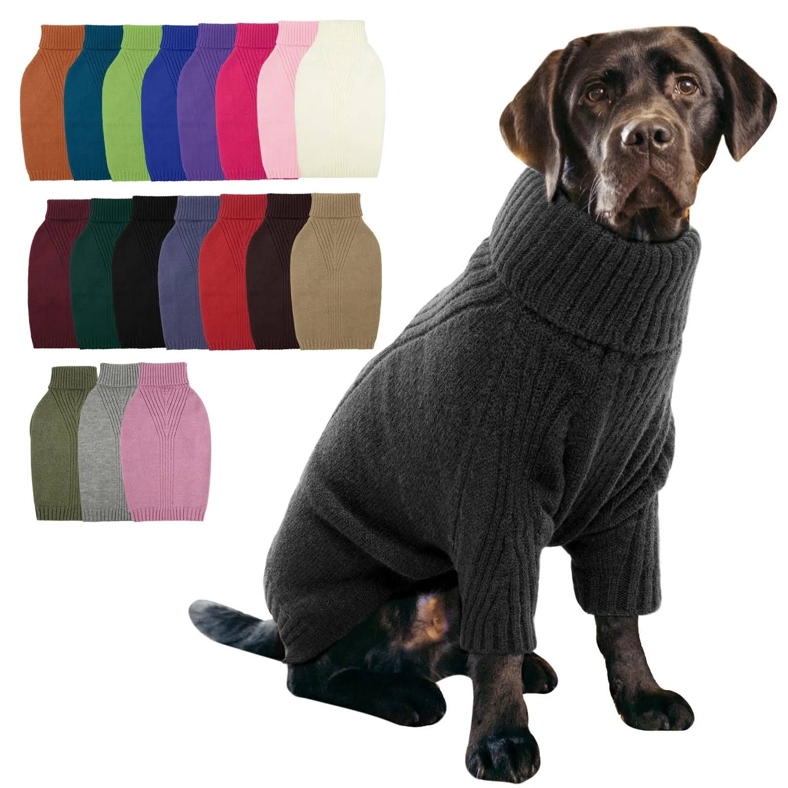 IECOii Maglione Natalizio a Collo Alto per Cani, Grigio, Taglia XXXL - immagine 1