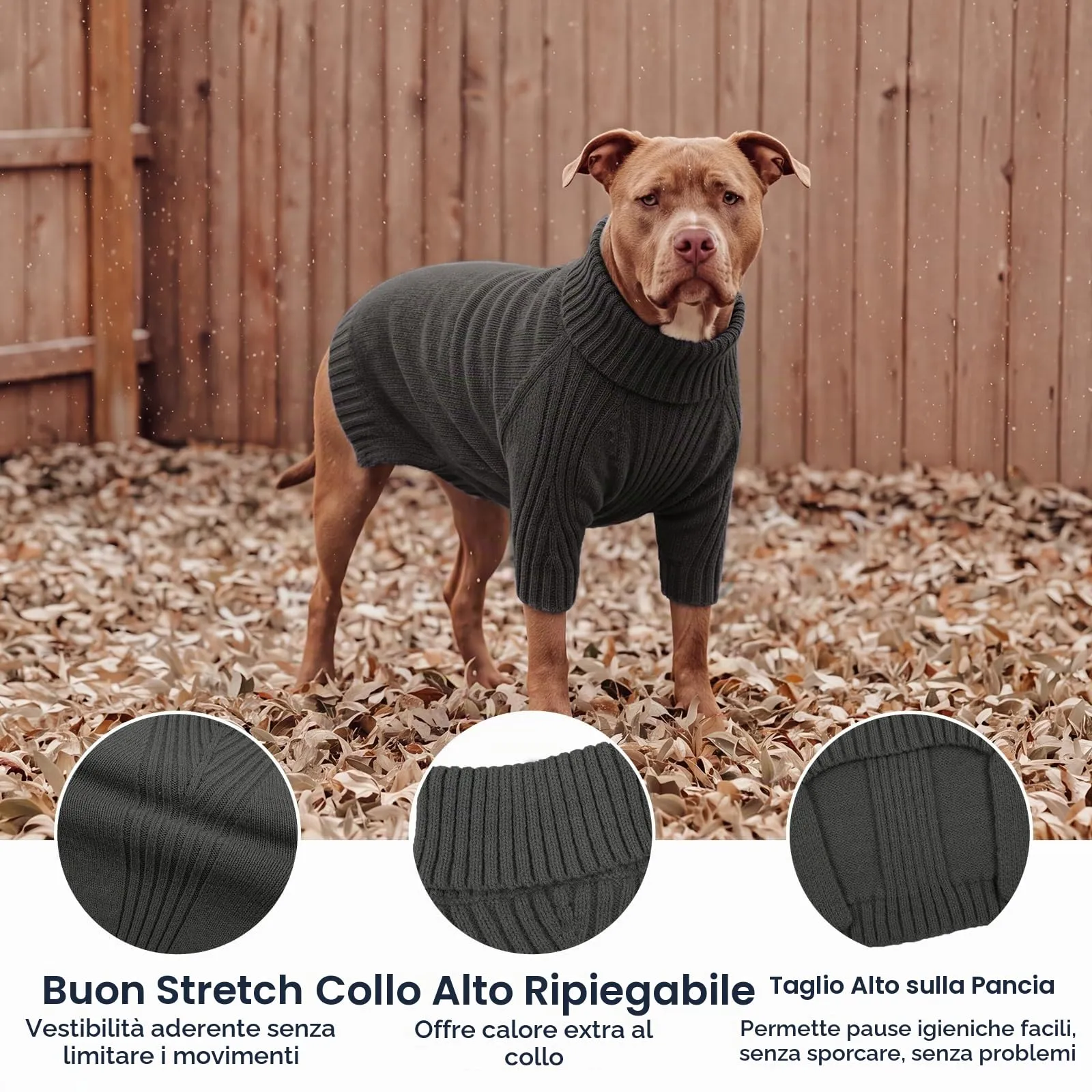 IECOii Maglione invernale per cani, grigio, taglia XL - immagine 3