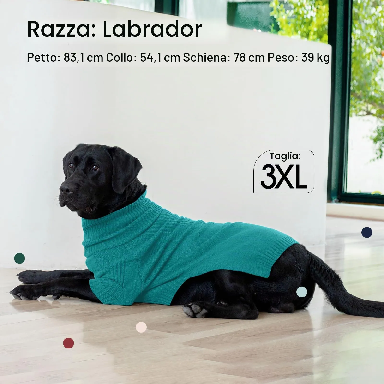 IECOii Maglione per cani, verde acqua, taglia XL - immagine 5