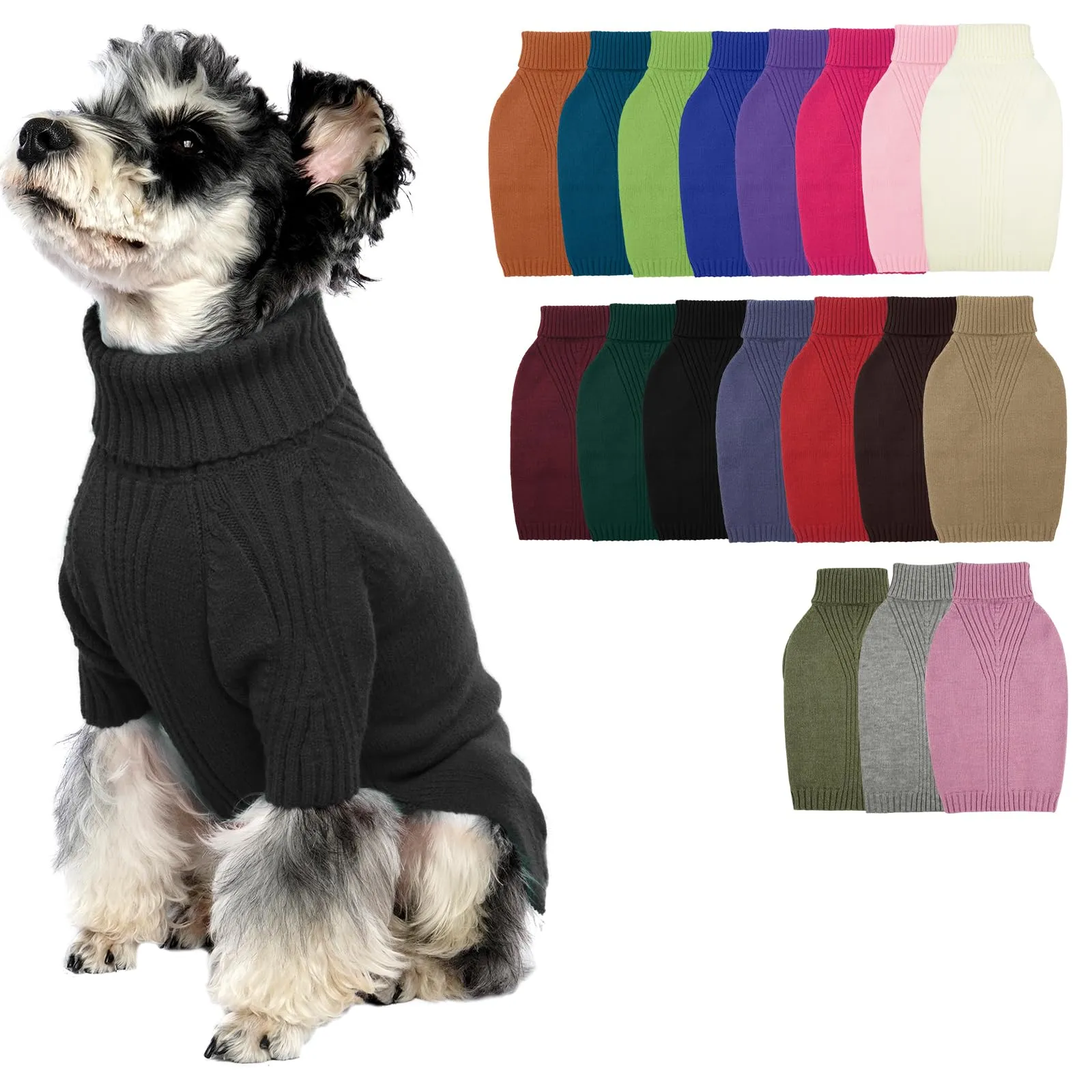 IECOii Maglione Natalizio a Collo Alto per Cani di Taglia Media, Grigio, Taglia M - immagine 1