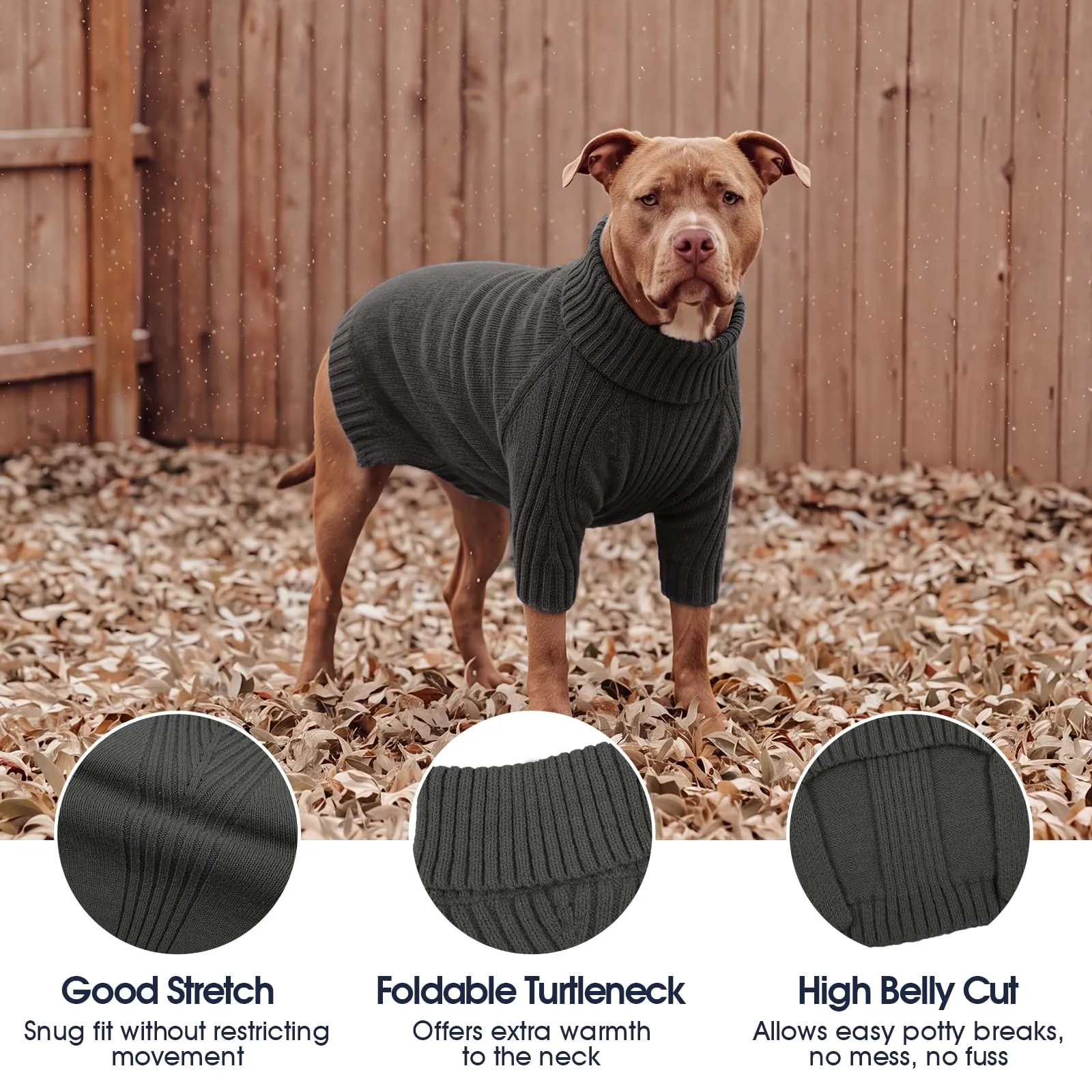 IECOii Maglione Natalizio a Collo Alto per Cani di Taglia Media, Grigio, Taglia M - immagine 3