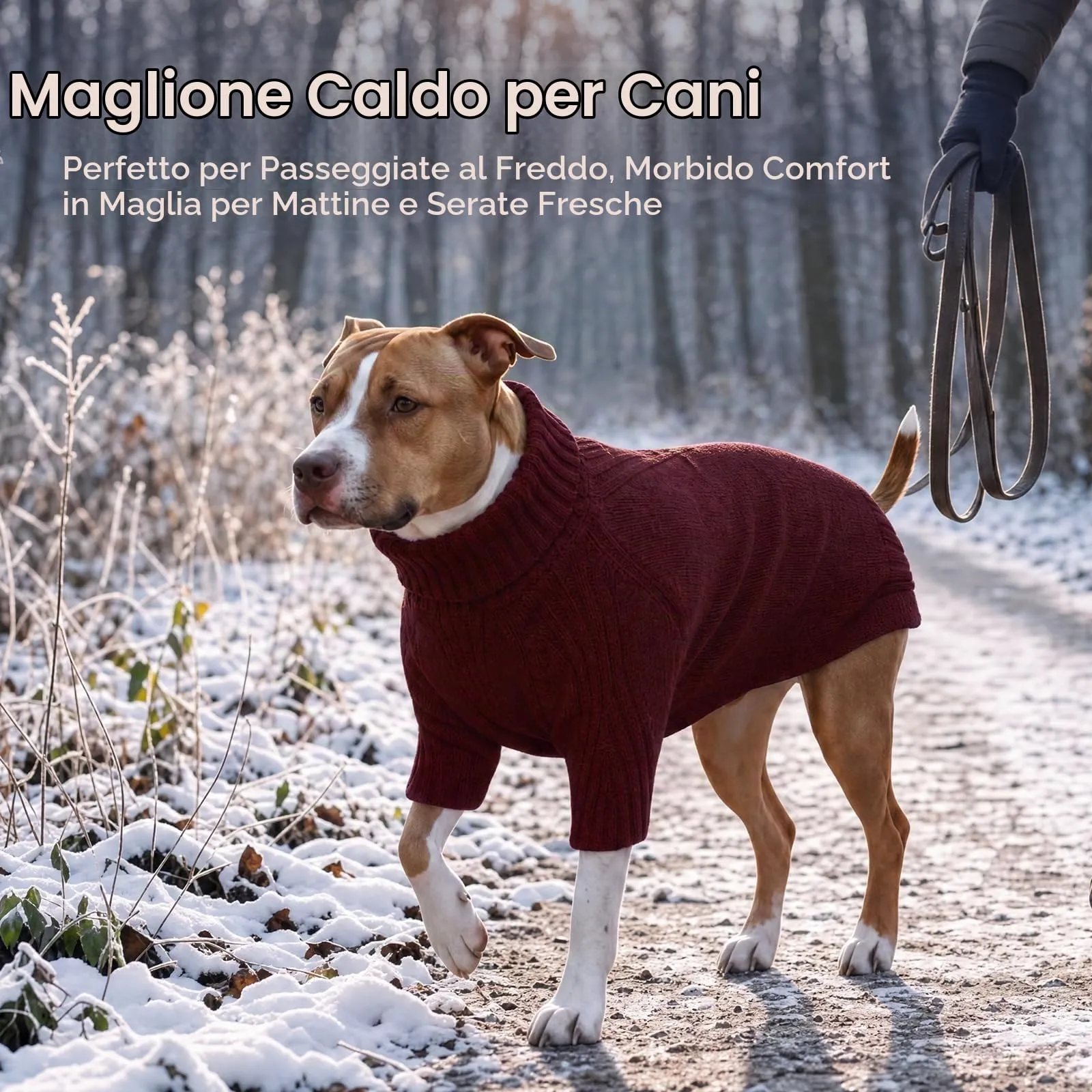 IECOii Maglione a collo alto per cani di grossa taglia, bordeaux, taglia L - immagine 5