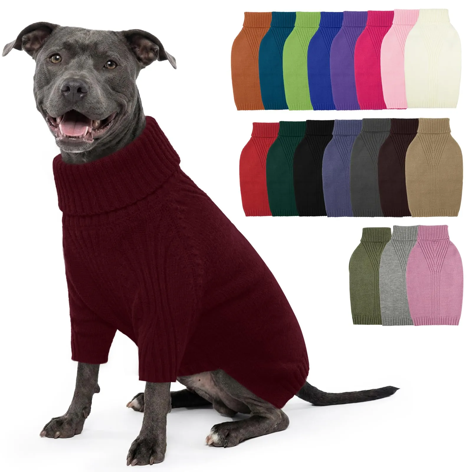 IECOii Maglione Autunnale e Invernale per Cani, Bordeaux, Taglia XL - immagine 1