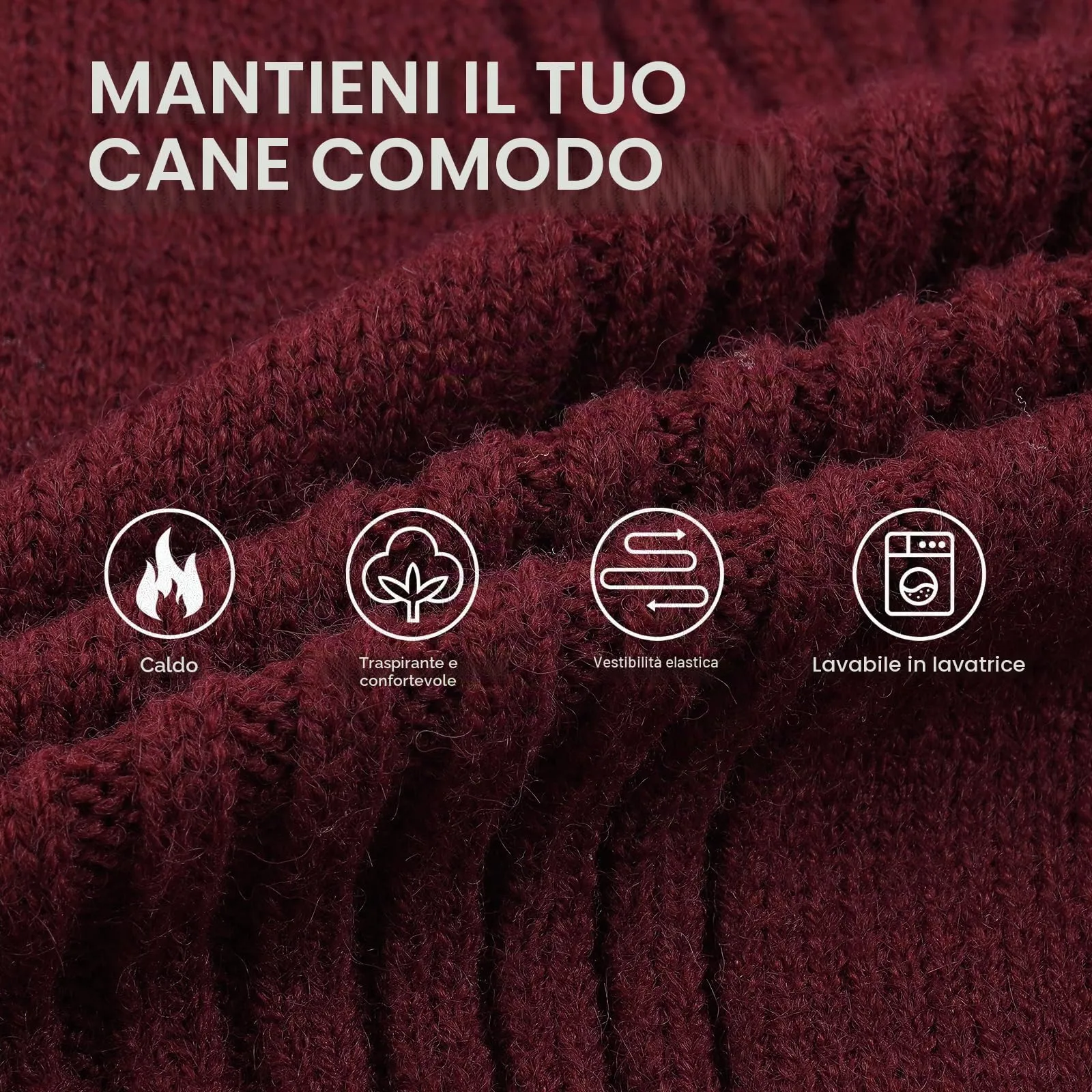 IECOii Maglione Autunnale e Invernale per Cani, Bordeaux, Taglia XL - immagine 2
