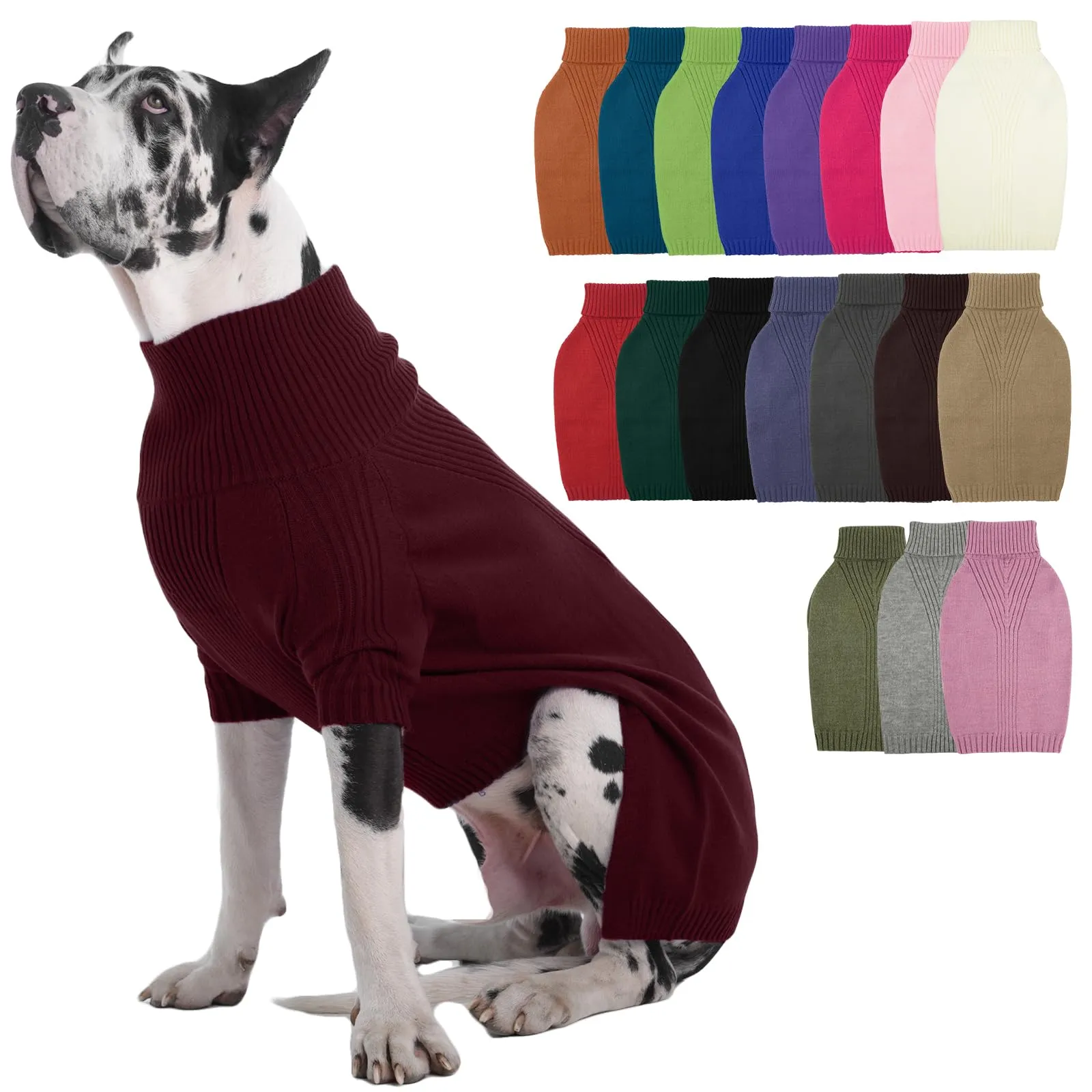 IECOii Maglione natalizio a collo alto per cani di taglia molto grande, Rosso Vino, XXXXXL - immagine 1