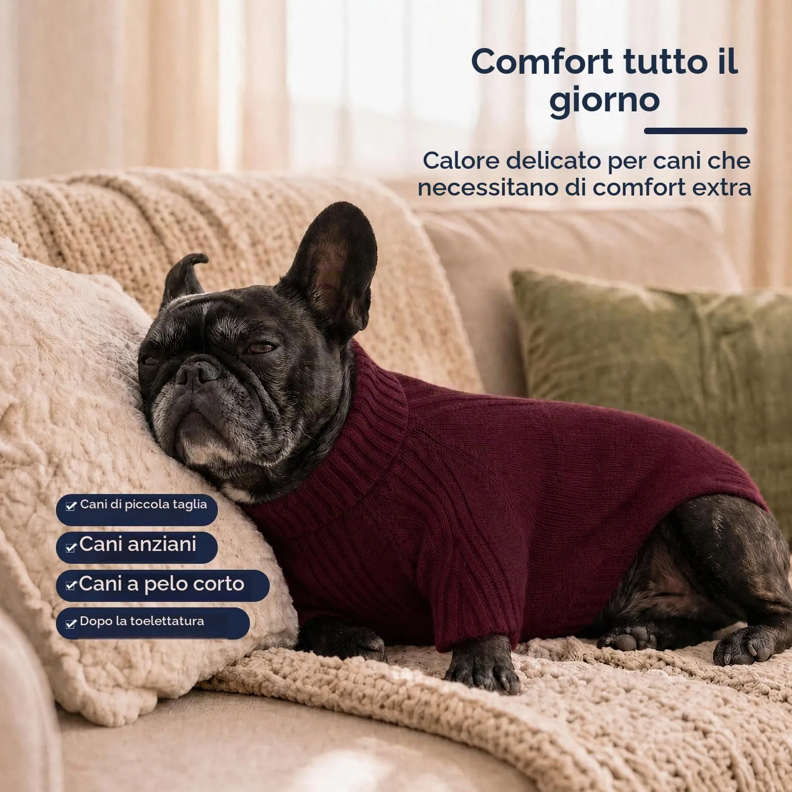 IECOii Maglione natalizio a collo alto per cani di taglia molto grande, Rosso Vino, XXXXXL - immagine 4