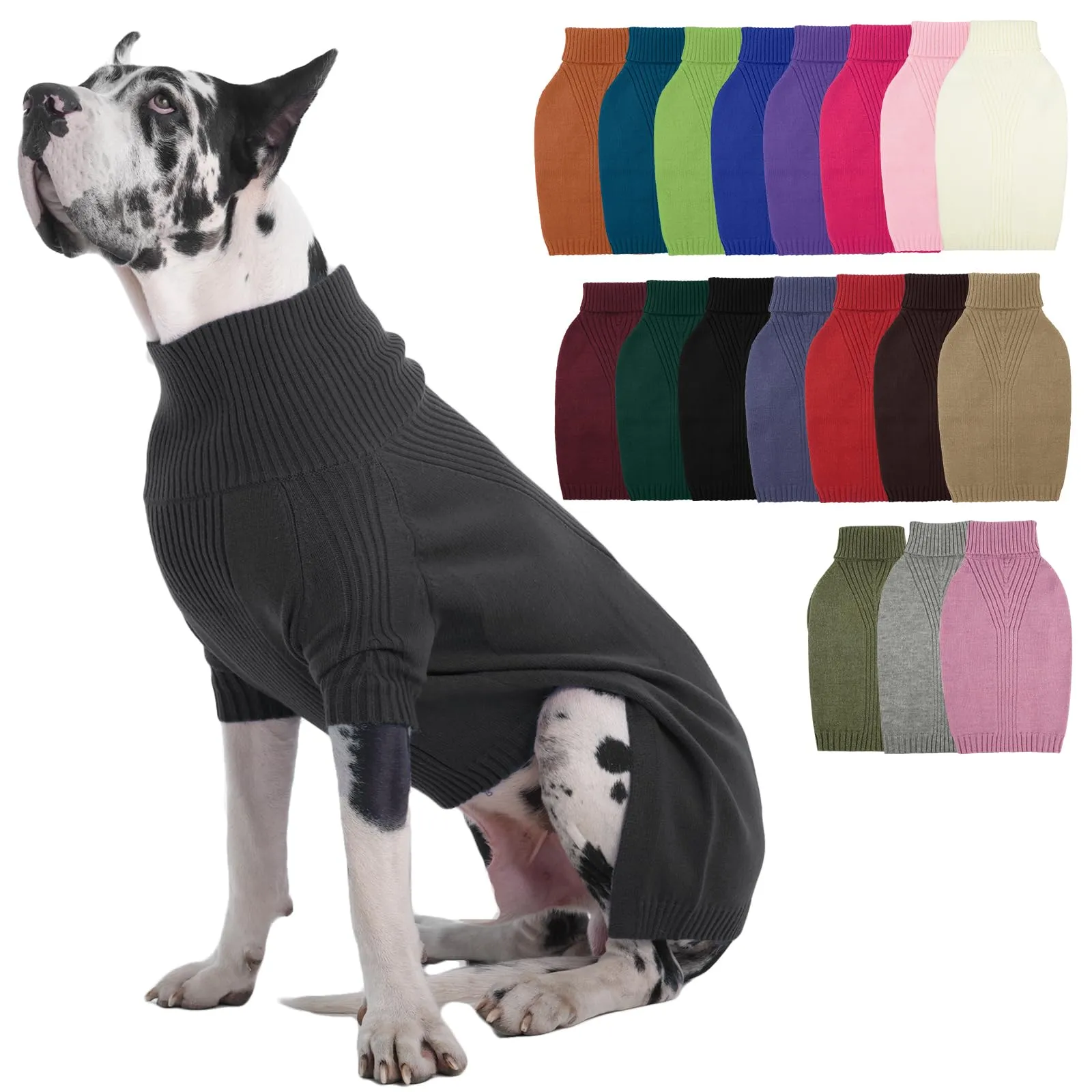 IECOii Maglione Natalizio a Collo Alto per Cani di Taglia Grande, Grigio, XXXXL - immagine 1