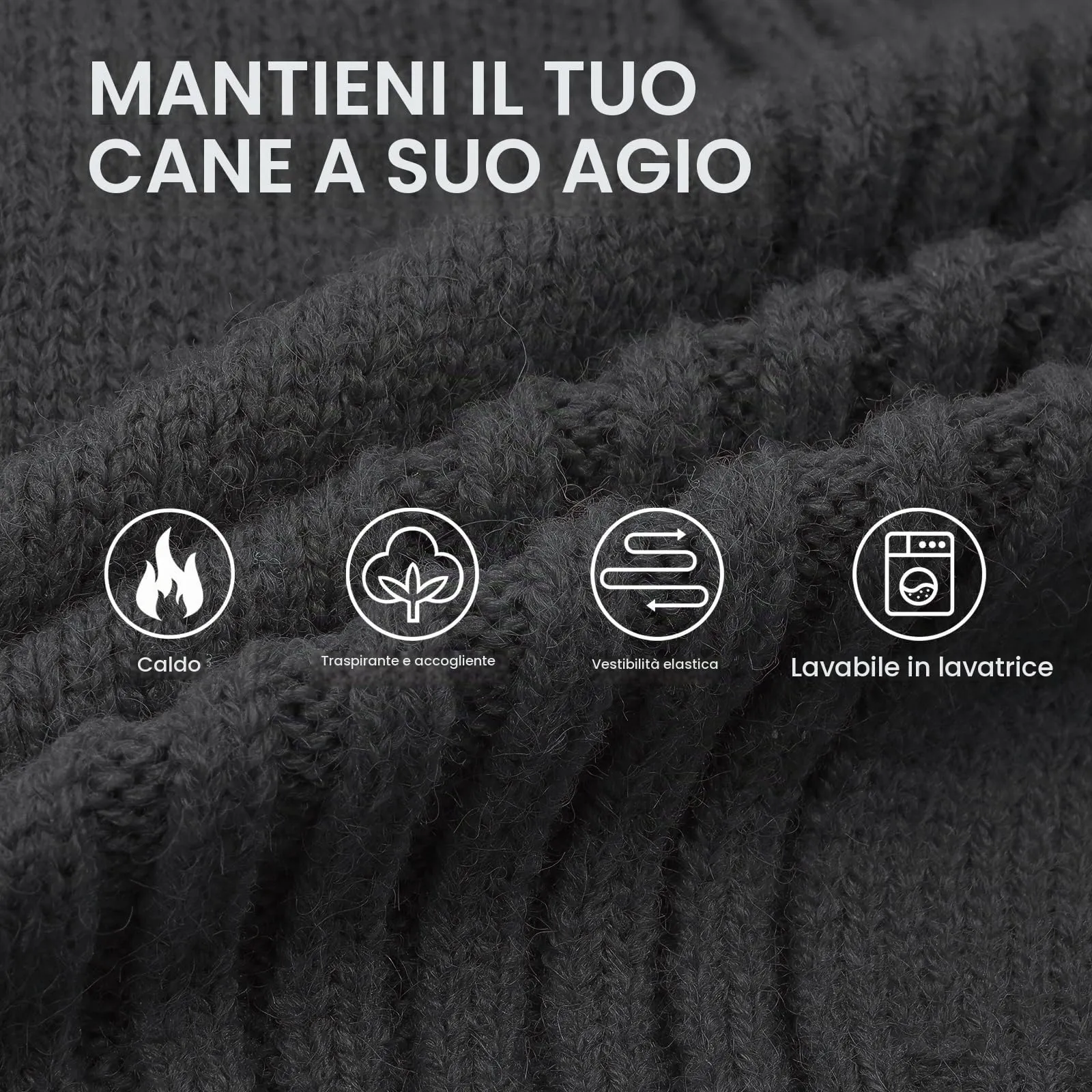 IECOii Maglione Natalizio a Collo Alto per Cani di Taglia Grande, Grigio - immagine 2