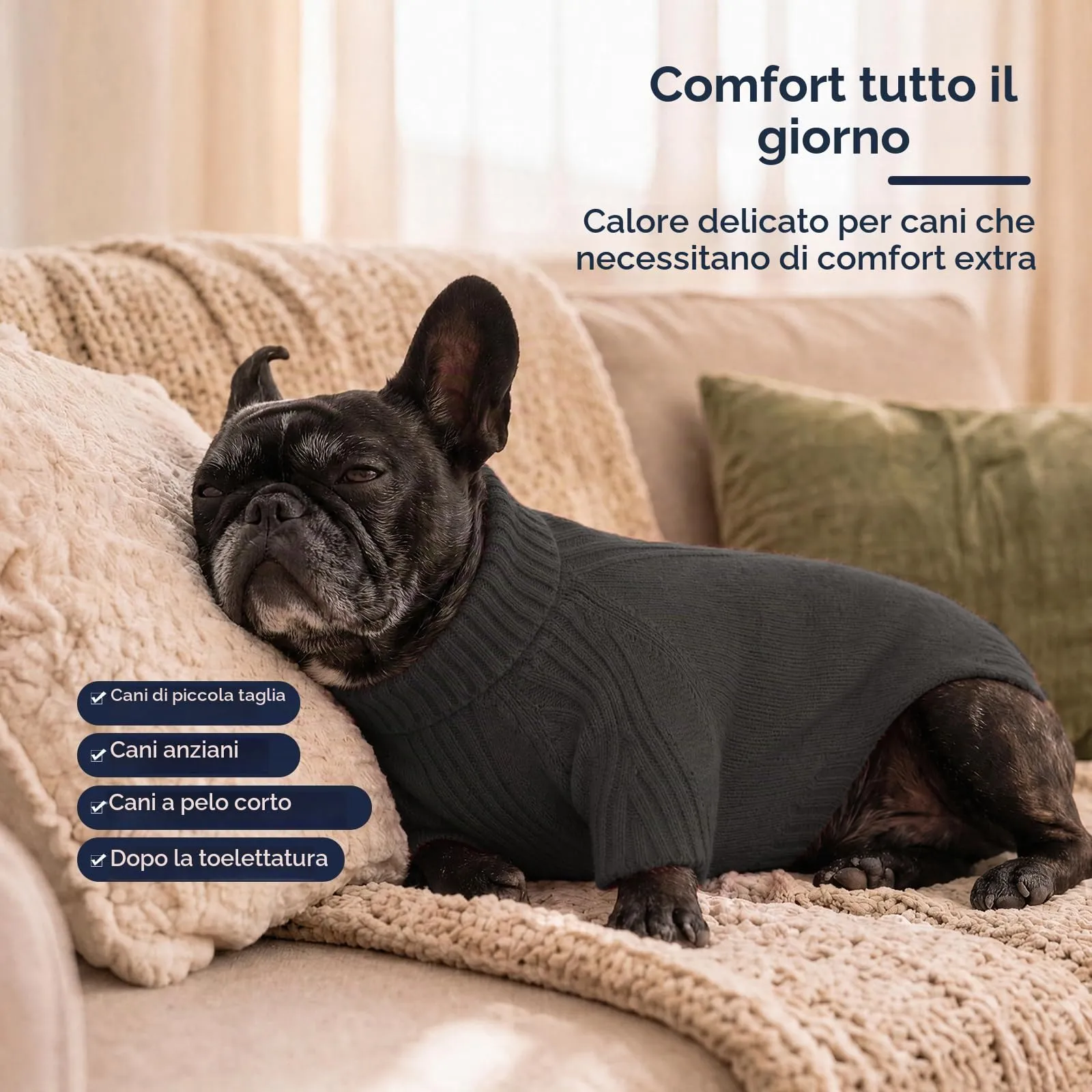 IECOii Maglione Natalizio a Collo Alto per Cani di Taglia Grande, Grigio - immagine 4