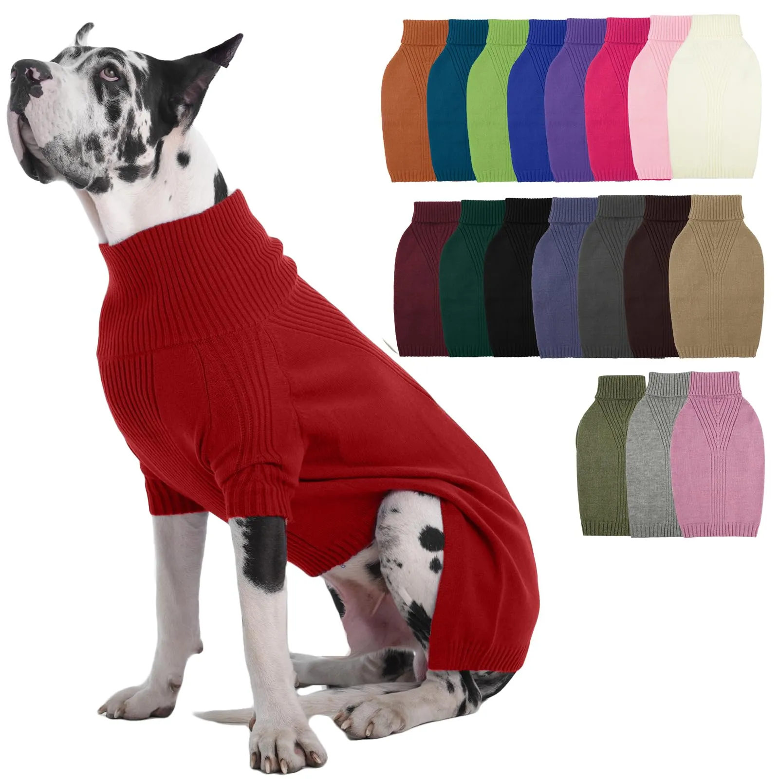 IECOii Maglione Natalizio per Cani, Taglia 5XL, Maglia a Collo Alto per Cani di Taglia Extra Large, Rosso - immagine 1
