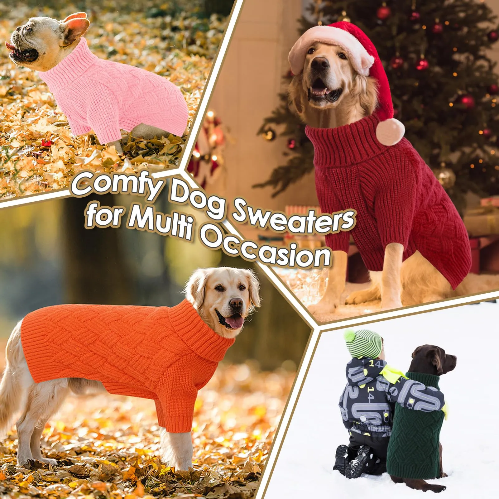 AOFITEE Maglione Invernale per Cane con Collo Alto, Marrone, 2XL - immagine 7