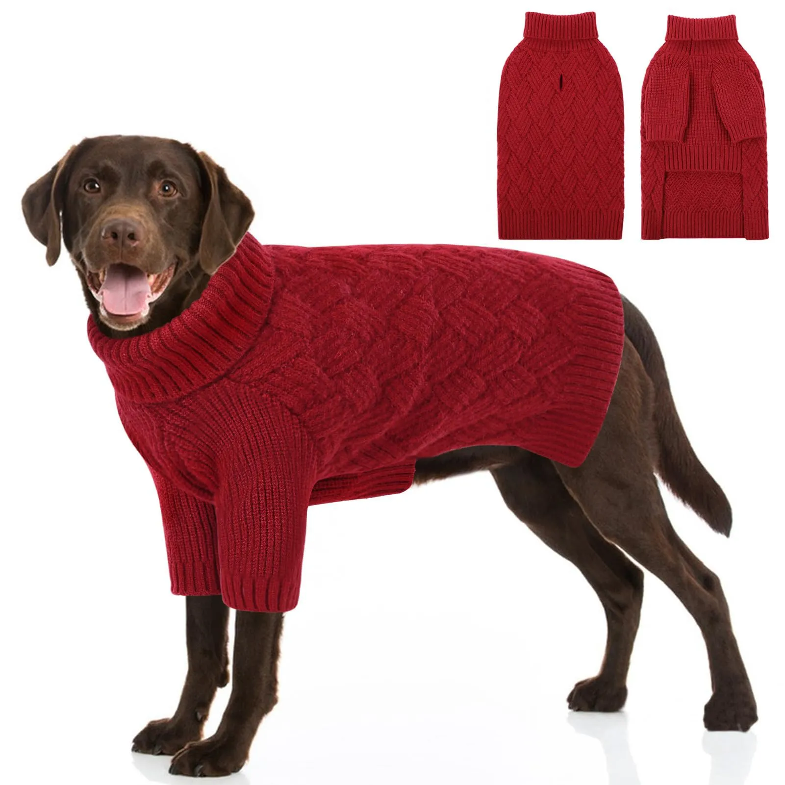 AOFITEE Maglione per Cani Invernale con Collo Alto, Natale, Rosso, 2XL - immagine 1