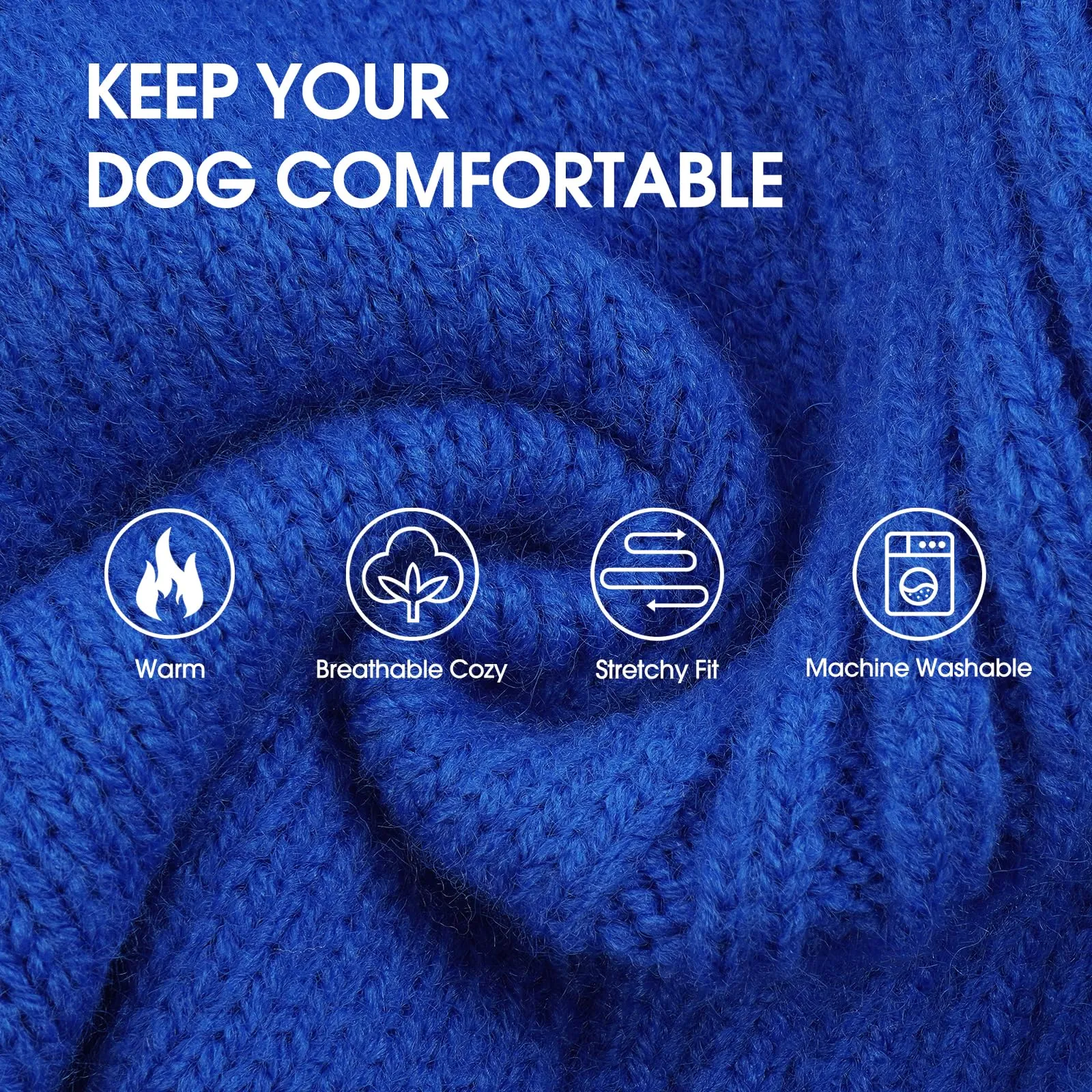 IECOii Maglione a collo di tartaruga per cani, RoyalBlue, M - immagine 2