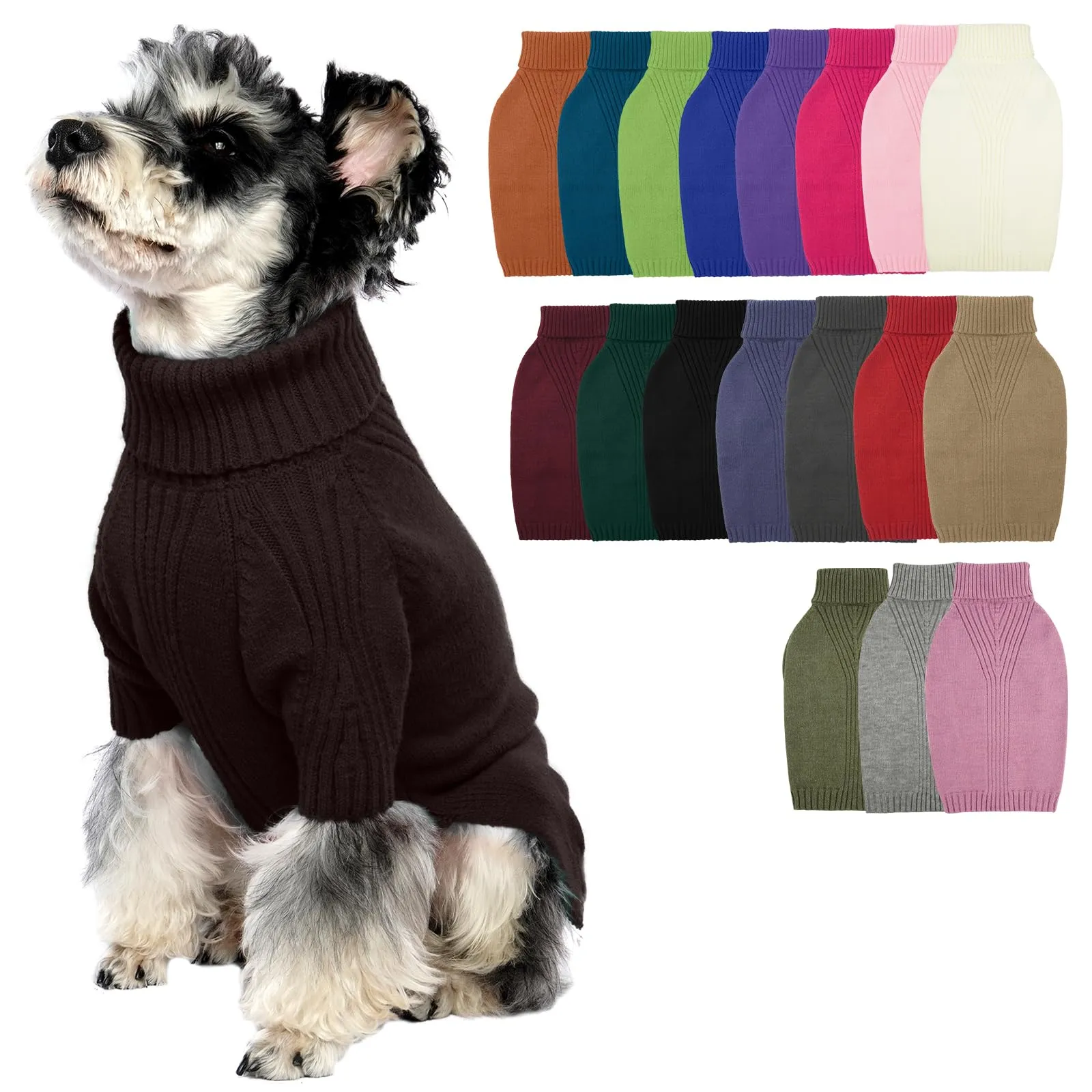 IECOii Maglione a collo di tartaruga per cani, Marrone, M - immagine 1