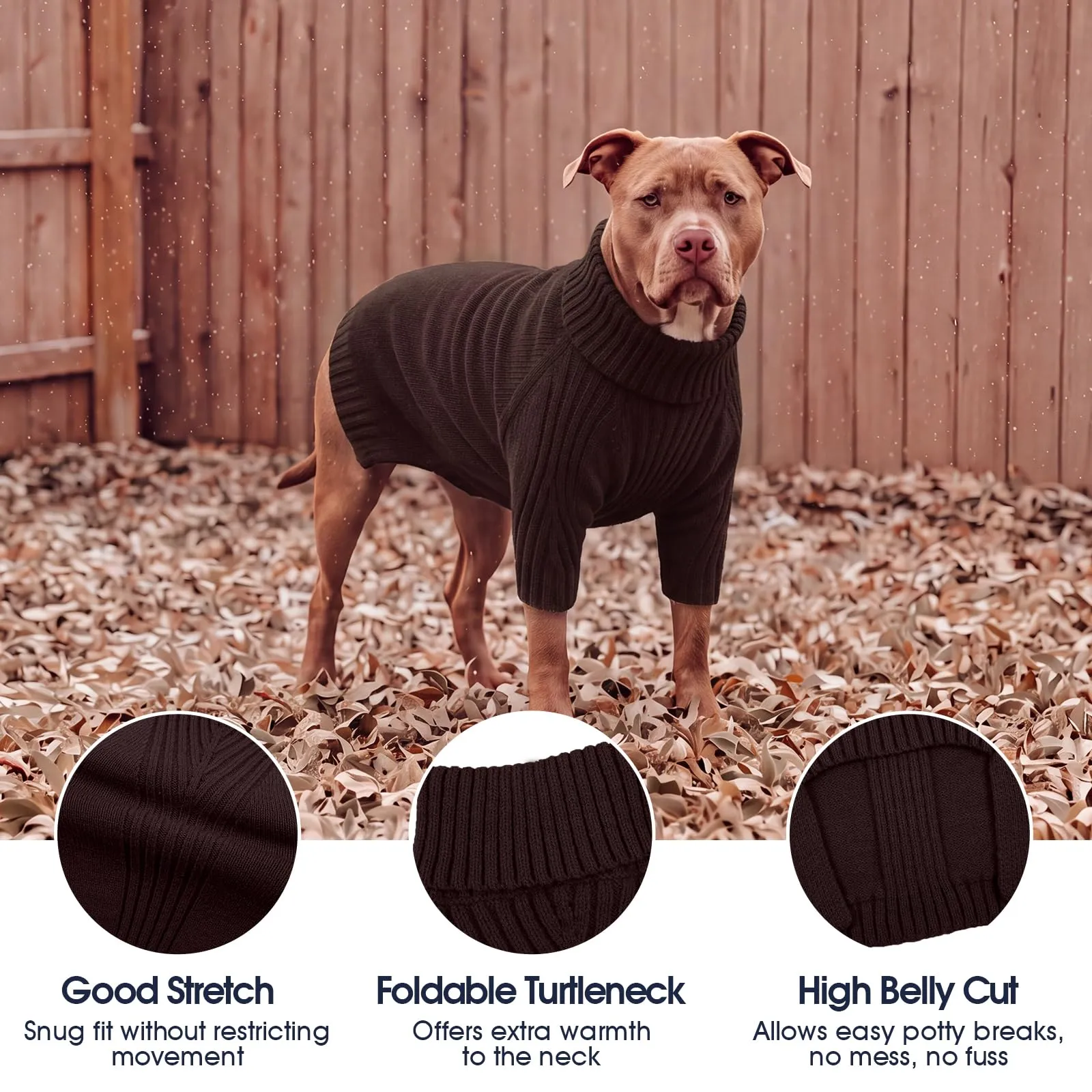 IECOii Maglione a Collo di Tartaruga per Cani, Marrone, XL - immagine 3