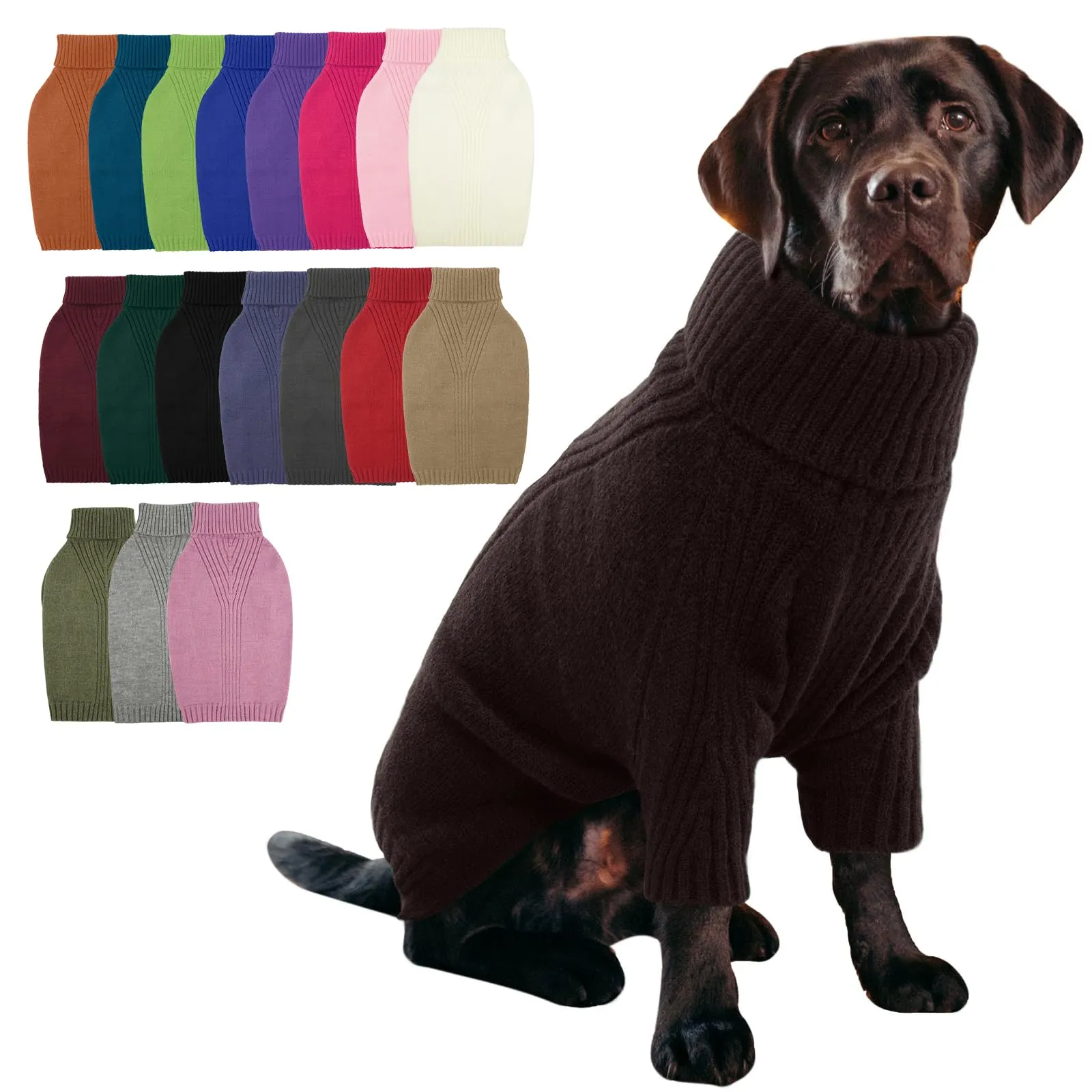IECOii Maglione a collo di tartaruga per cani grandi, Marrone, 2XL - immagine 1