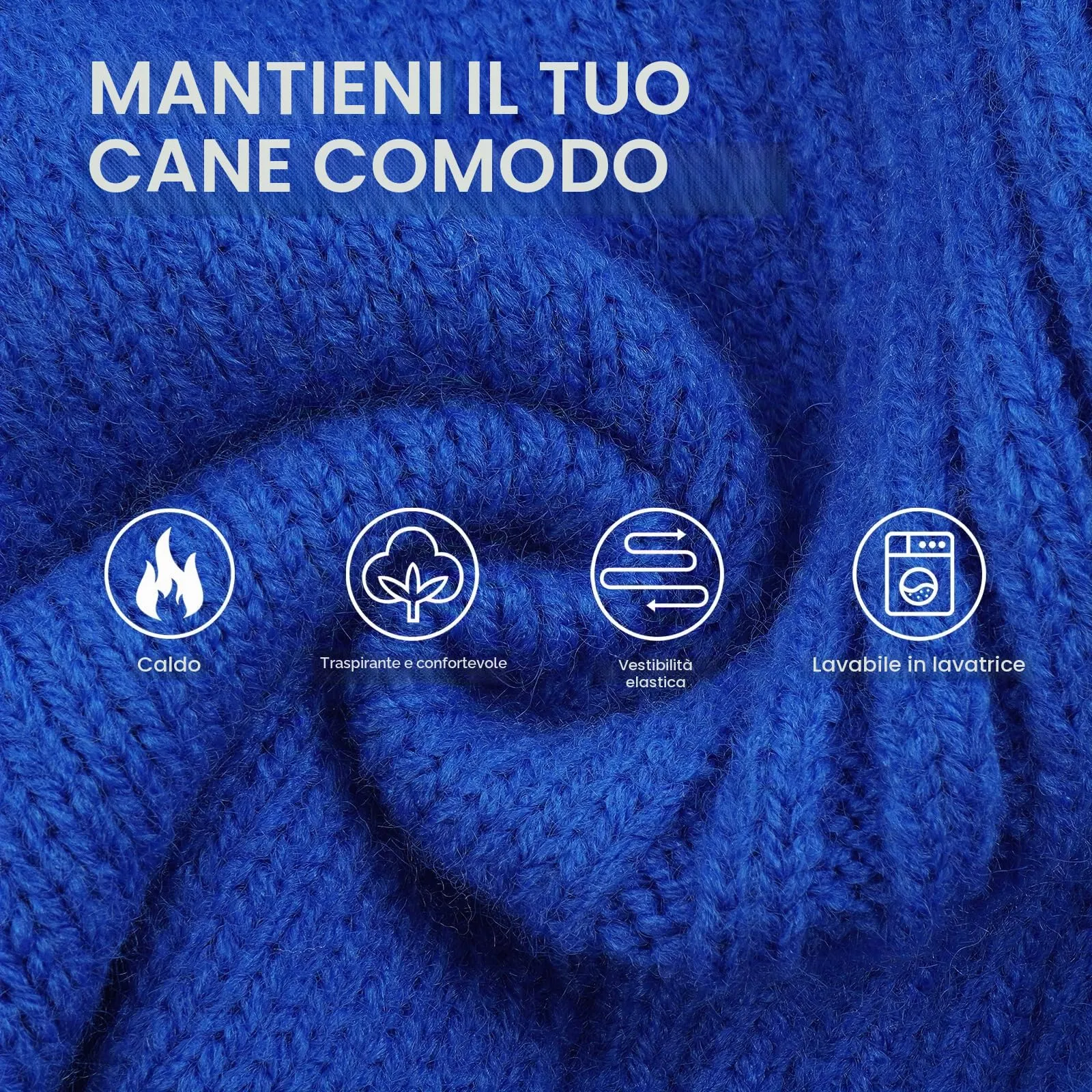 IECOii Maglione a collo di tartaruga per cani grandi, Royal Blue, 3XL - immagine 2