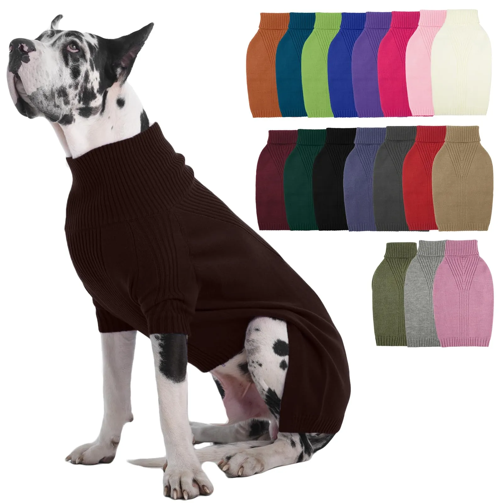 IECOii Maglione a collo alto per cani, marrone, 4XL - immagine 1
