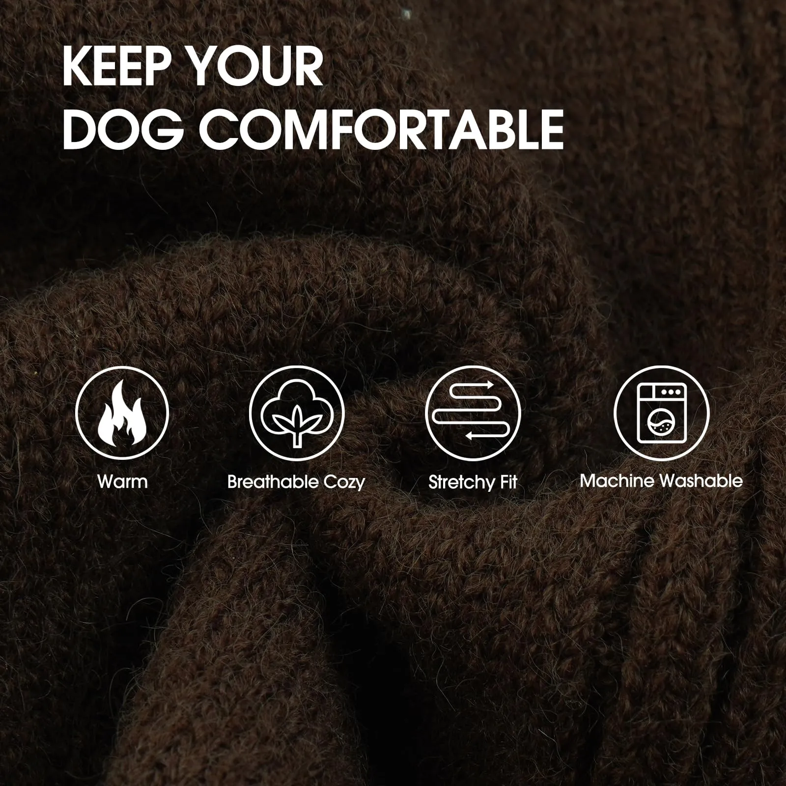 IECOii Maglione a collo alto per cani, marrone, 4XL - immagine 2