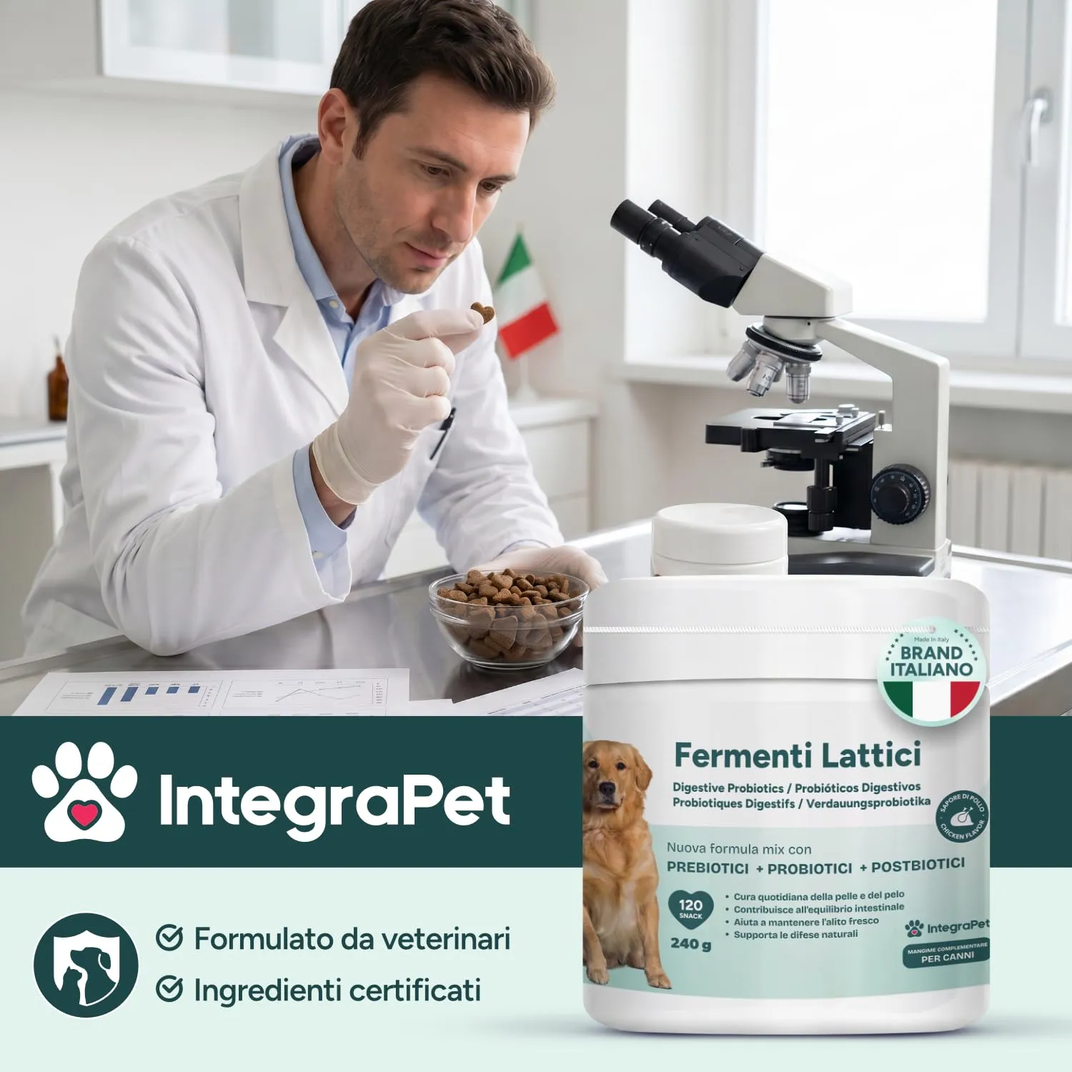 IntegraPet Probiotici per Cani - Supporto Intestinale, Pelle, Pelo e Alito - Snack Masticativi al Pollo - immagine 6