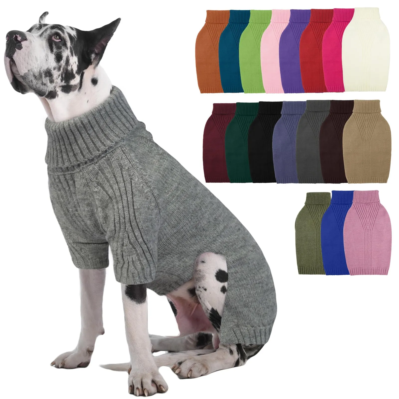 IECOii Maglione a Collo Alto per Cani, 4XL, Grigio - immagine 1