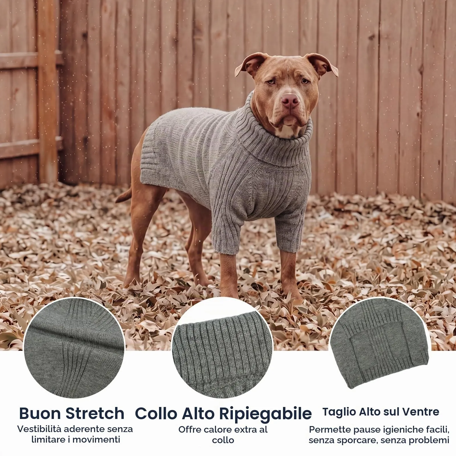 IECOii Maglione a Collo Alto per Cani, 4XL, Grigio - immagine 3