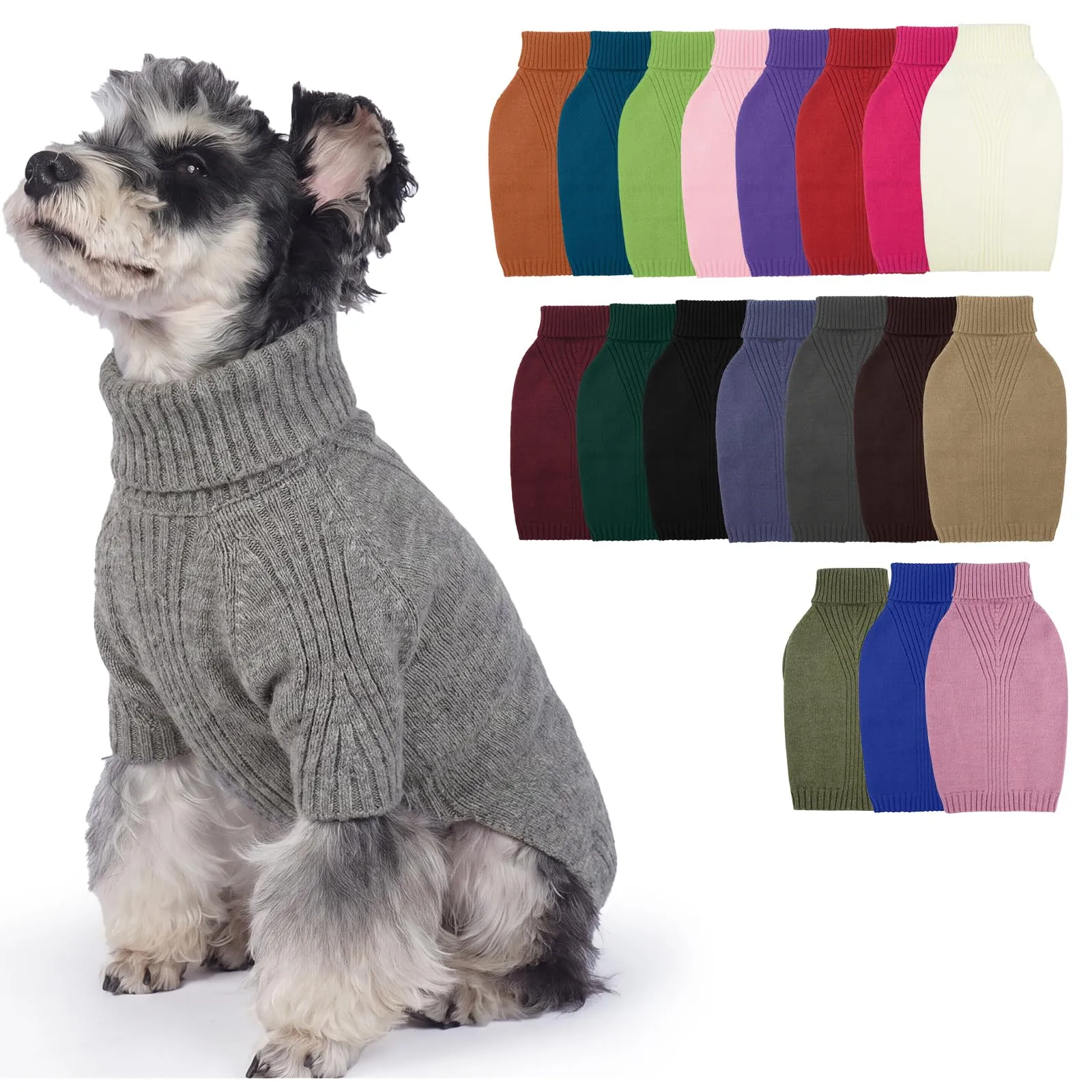 IECOii Maglione a Collo Alto per Cani, Taglia M, Grigio - immagine 1