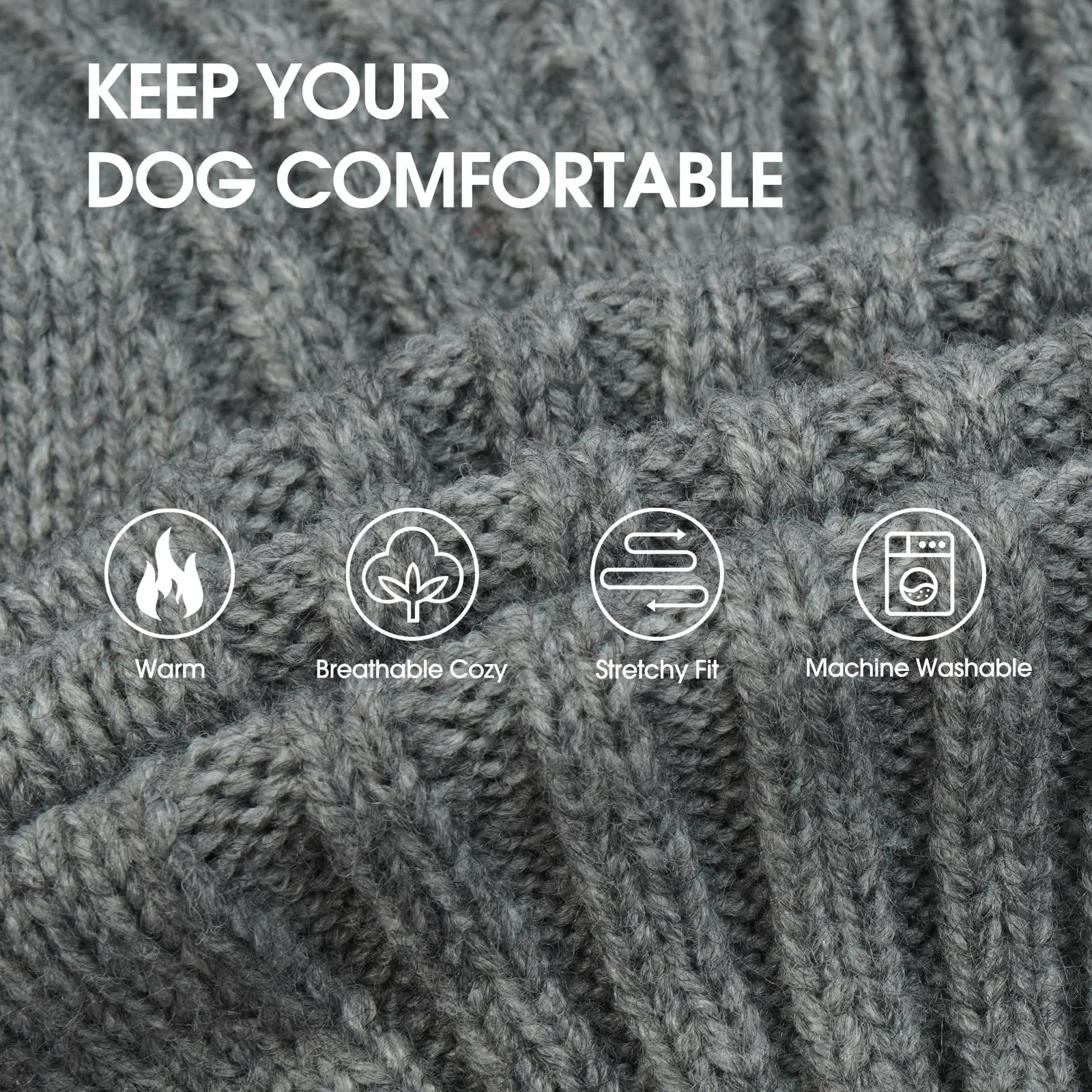 IECOii Maglione invernale caldo per cani, grigio, taglia L - immagine 2