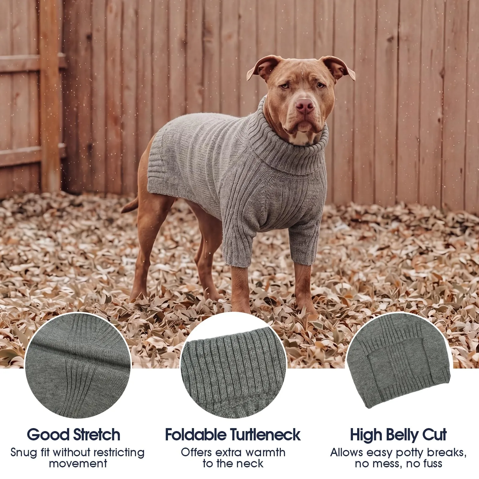 IECOii Maglione invernale caldo per cani, grigio, taglia L - immagine 3