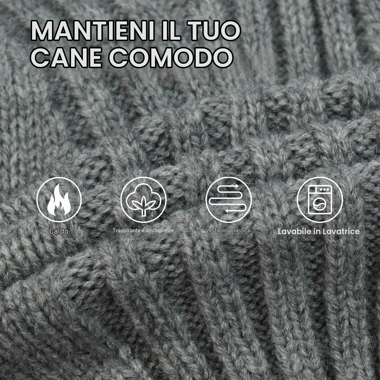 IECOii Maglione a collo alto per cani, 5XL, GreyFlower - immagine 2