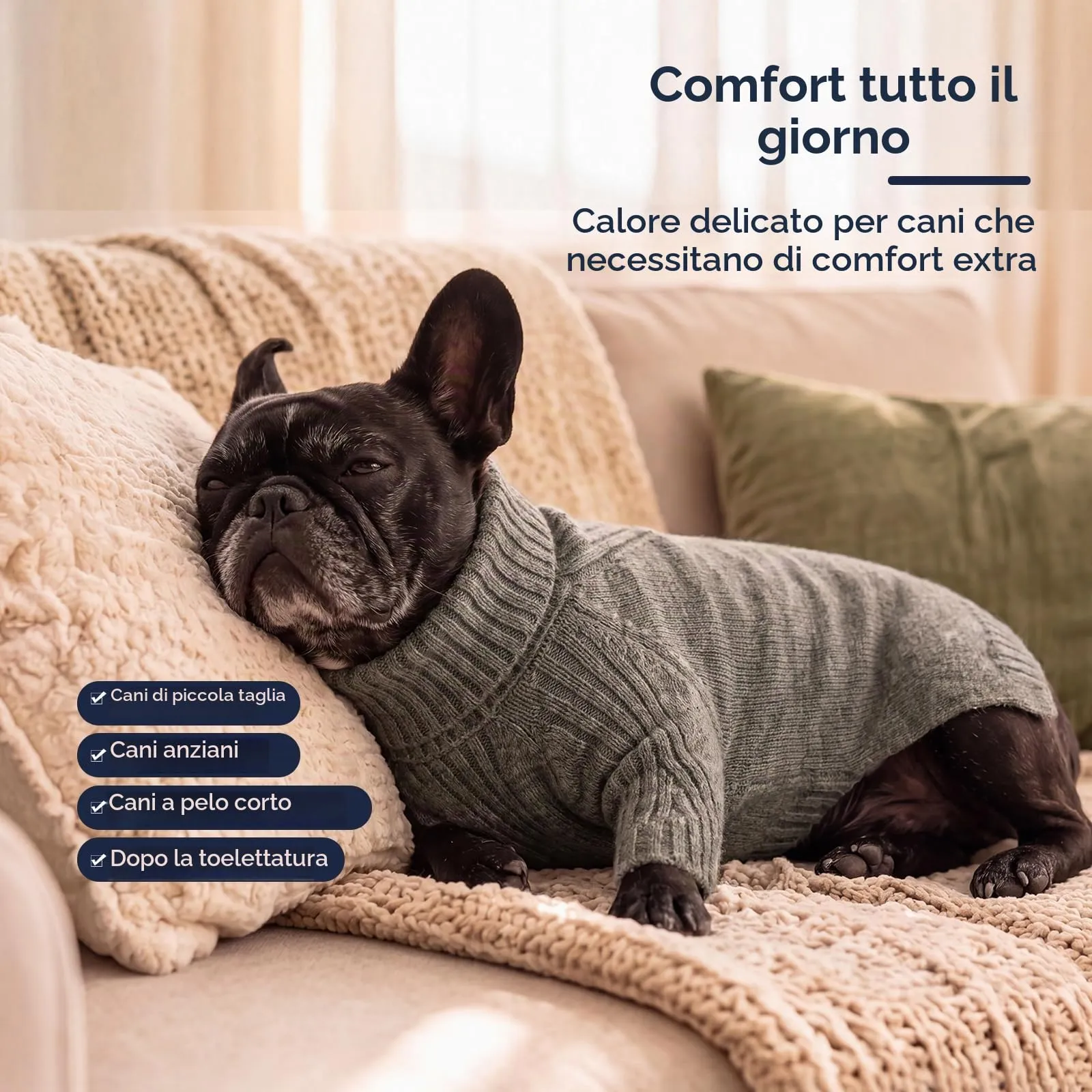 IECOii Maglione a collo alto per cani, 5XL, GreyFlower - immagine 4