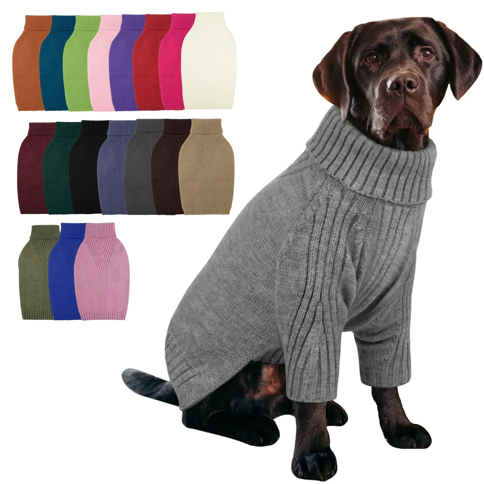 IECOii Maglione per cane a collo alto, XXXL, Grigio - immagine 1