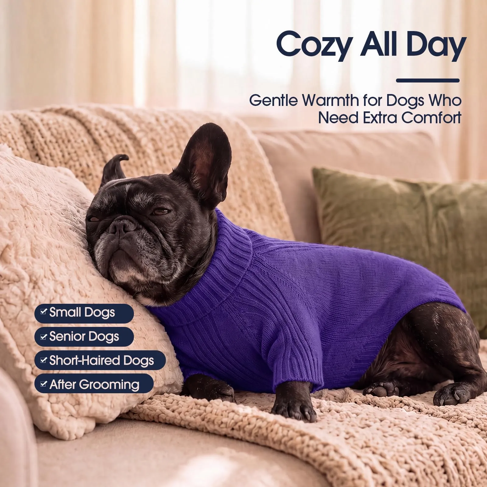 IECOii Maglione termico a collo alto per cani, Taglia 4XL, Viola scuro - immagine 4