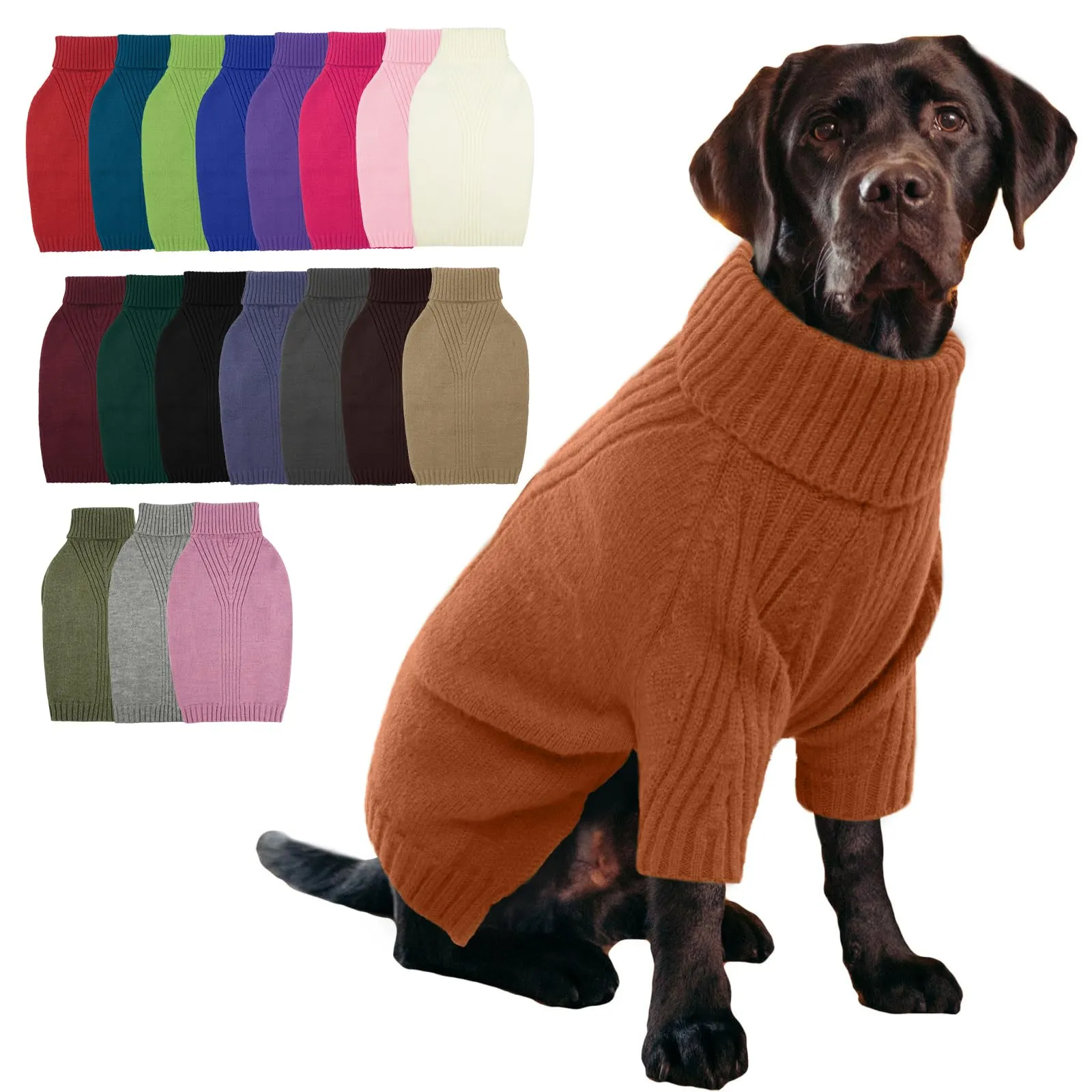 IECOii Maglione a collo alto per cani, XXXL, Colore Caramello - immagine 1