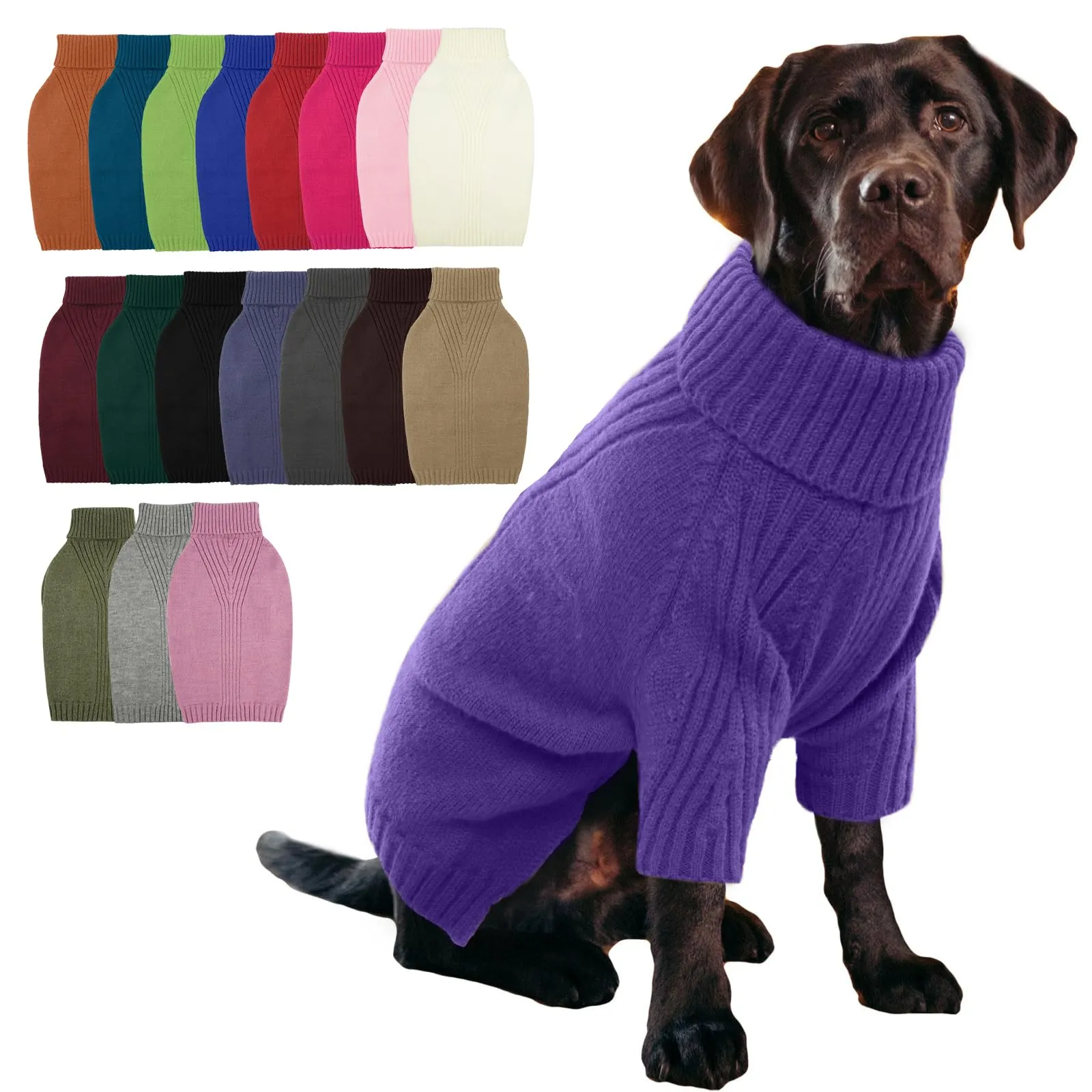 IECOii Maglione Termico a Collo Alto per Cani, Taglia XXL, Viola Scuro - immagine 1