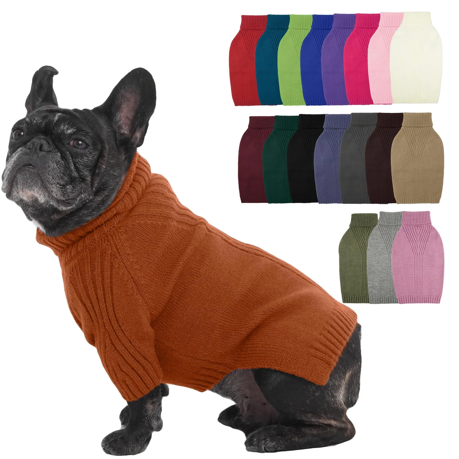 IECOii Maglione Natalizio a Collo Alto per Cani, Taglia L, Caramello - immagine 1