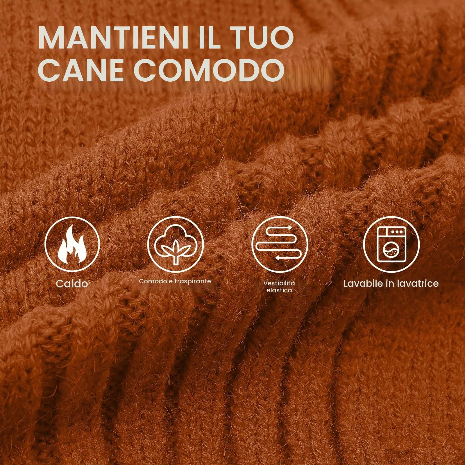IECOii Maglione per cani a collo alto, XL, Caramello - immagine 2