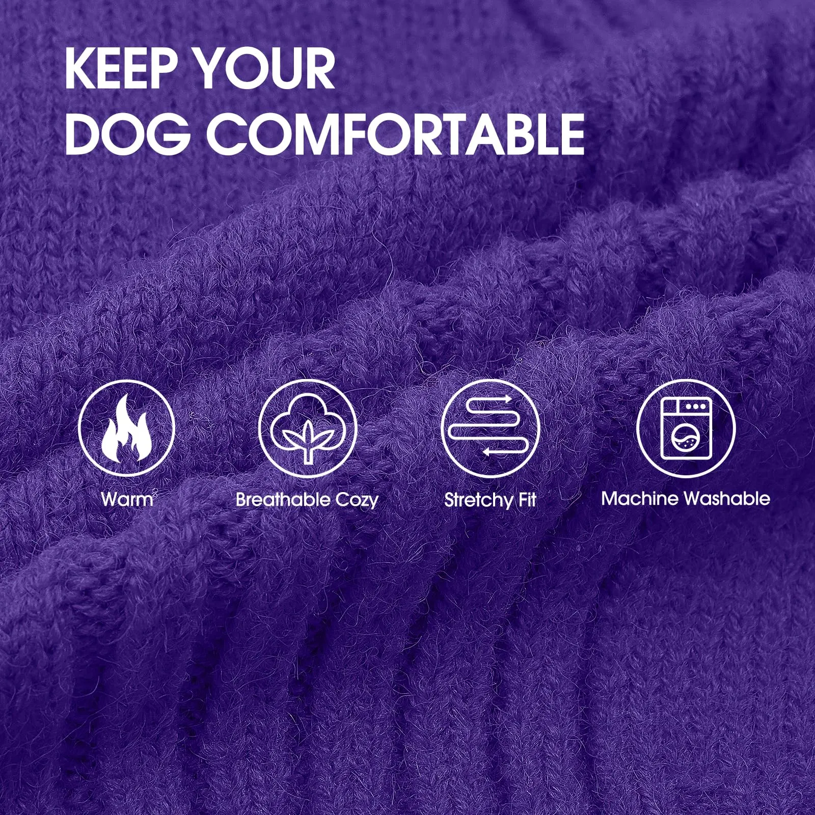 IECOii Maglione a collo alto per cani, XXXL, Viola scuro - immagine 2