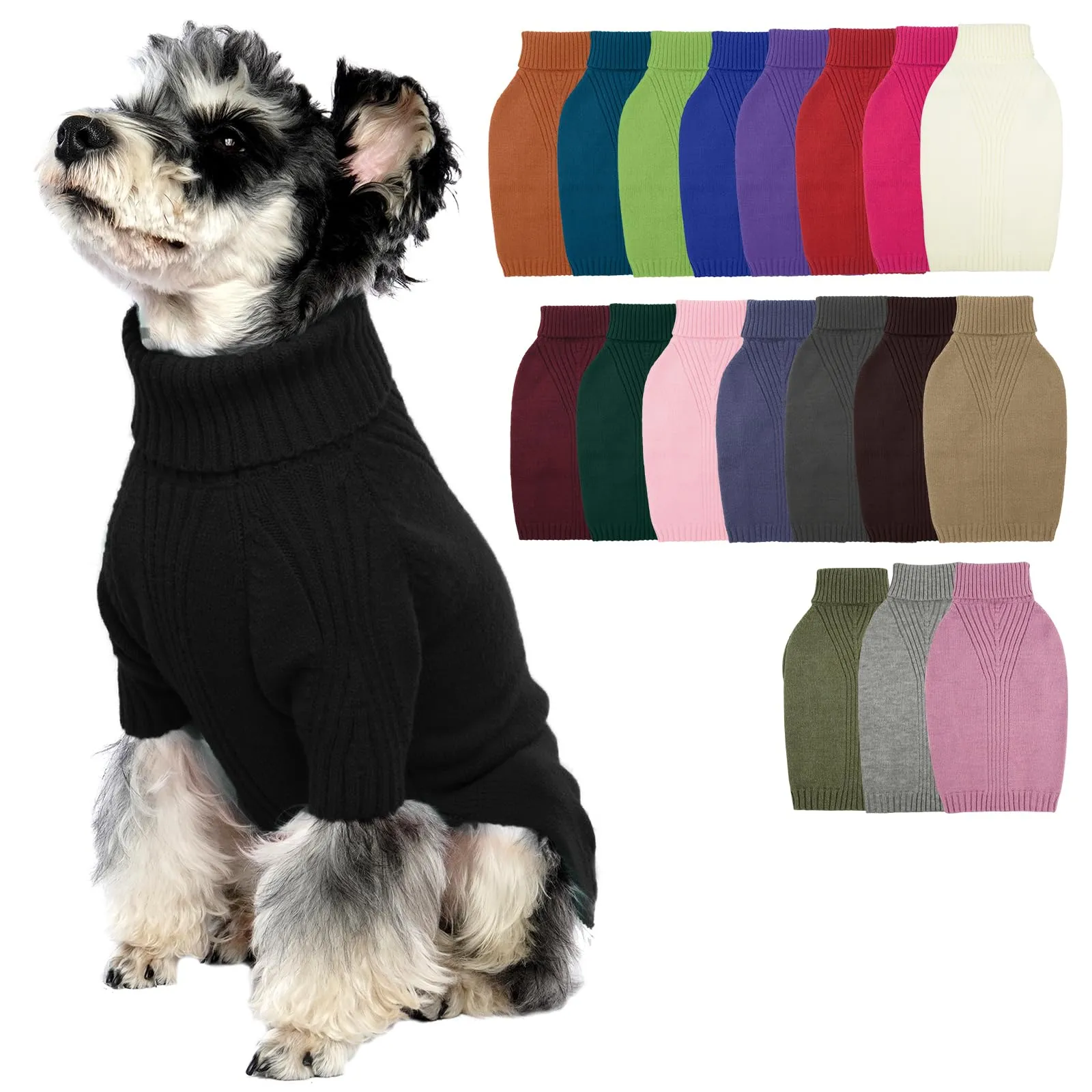 IECOii Maglione Natalizio per Cani, Dolcevita in Maglia, Taglia Medium, Nero - immagine 1