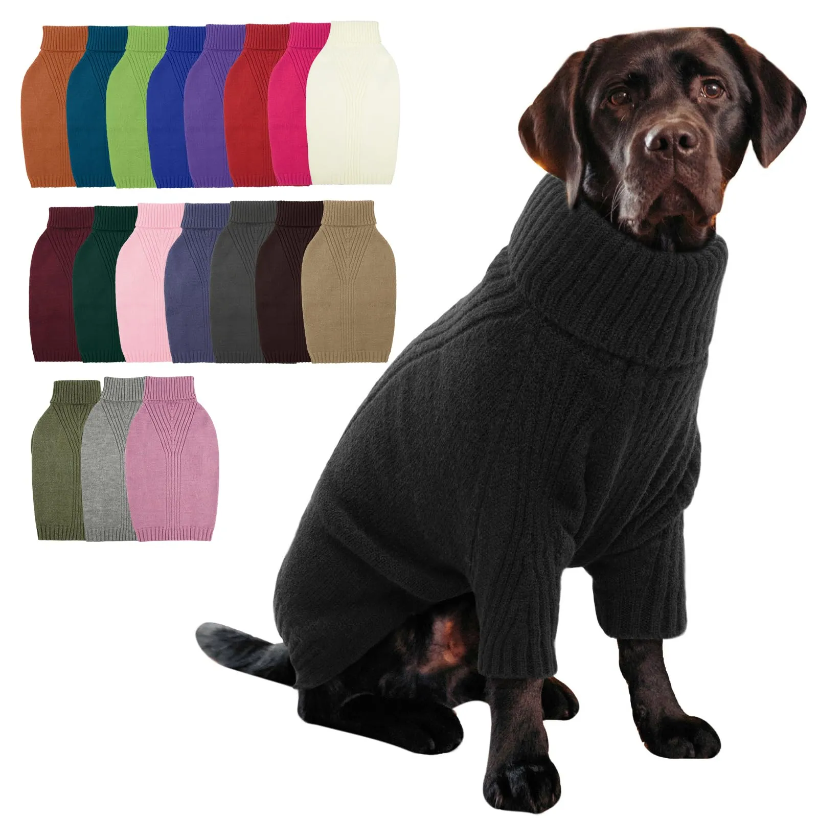 IECOii Maglione Termico a Collo Alto con Maniche per Cani, Taglia XXL, Nero - immagine 1