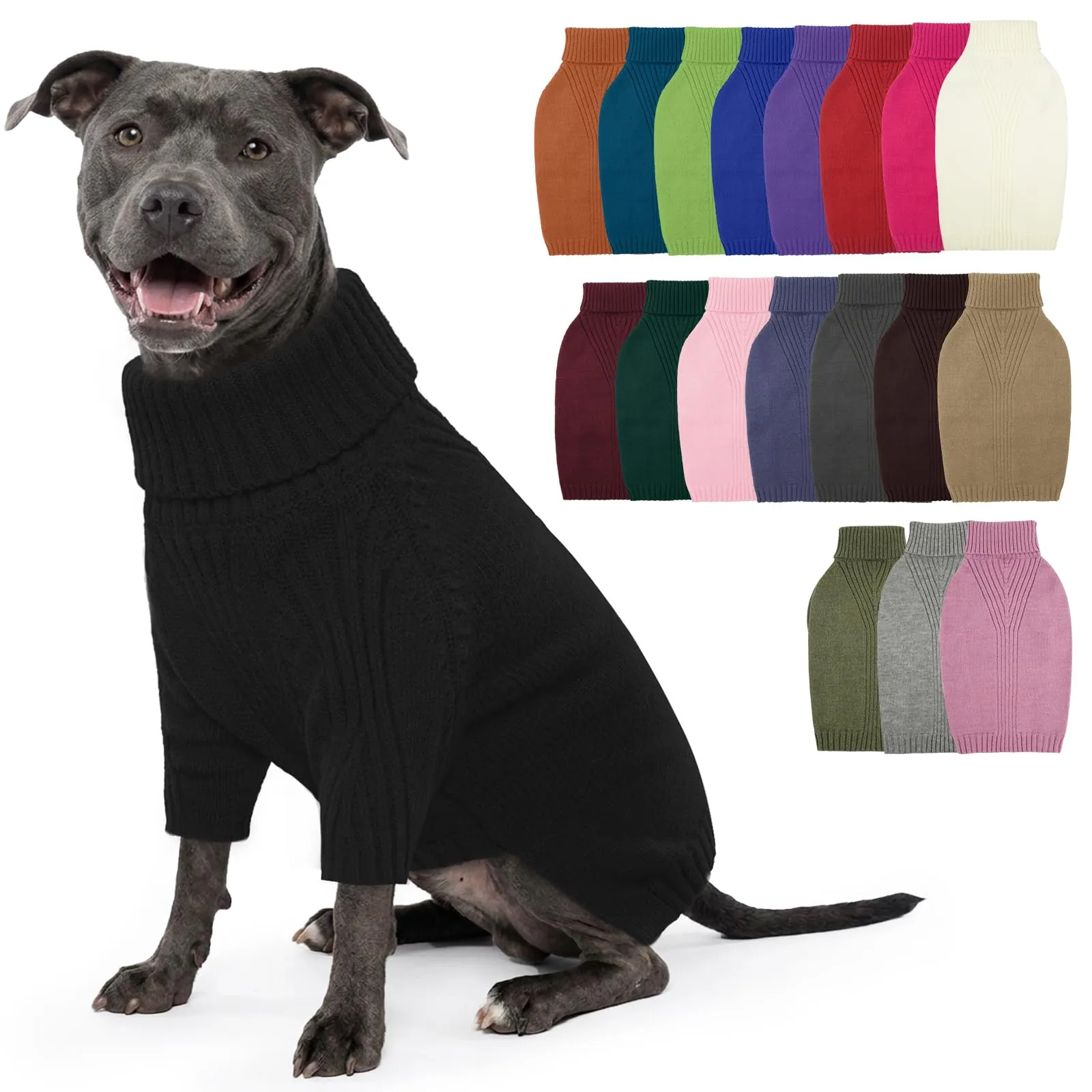 IECOii Maglione invernale a collo alto per cani, XL, Nero - immagine 1