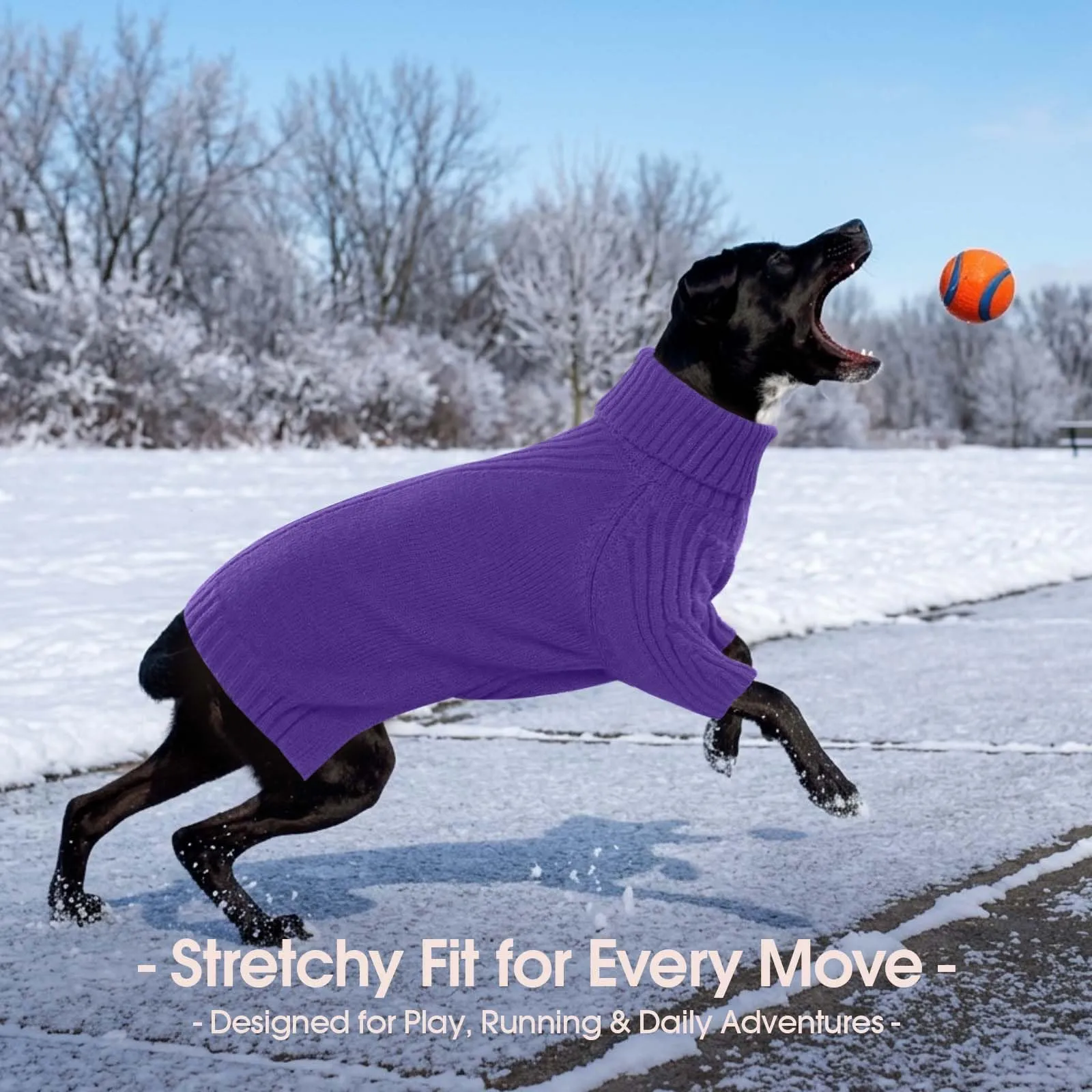 IECOii Maglione dolcevita in maglia per cani 5XL, viola scuro - immagine 6